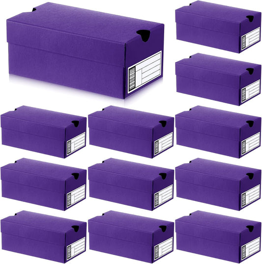 12 Sets Mini Shoe Gifts Boxes for Party Favors 4.7 x 2.5 x 2 Inch Sports Mini Sneaker Box with Editable Label for Candies Cookies Snacks (Purple, 4.7 x 2.5 x 2 Inch)