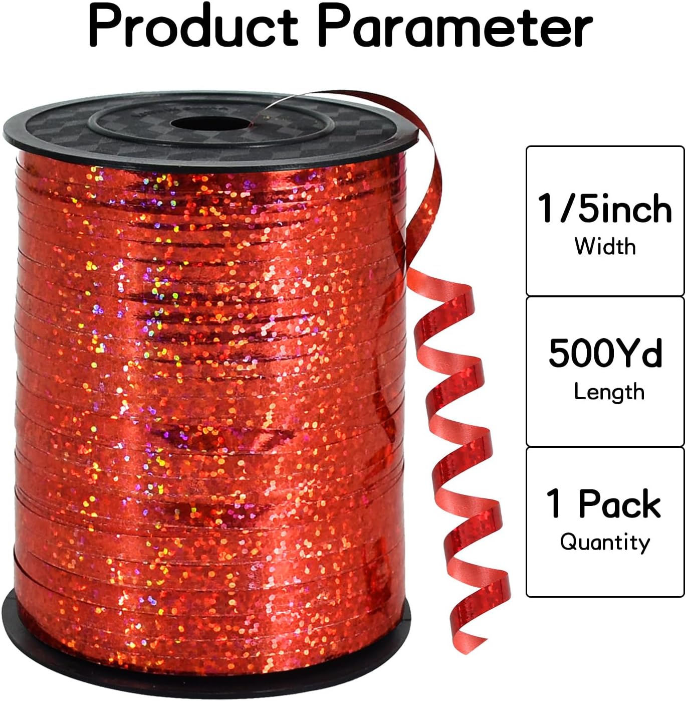 BEISHIDA 500 Yards Red Ribbon Crimped Curling, Balloon String Shiny Metallic Roll for Gift Wrapping Ribbon for Birthday Party Festival Art Craft Decor Florist Flowers Decoration