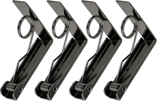 uxcell 4 Pack Tablecloth Clips, Stainless Steel Table Cloth Cover Clamps, 2.87" x 2.36" Windproof Holder Clips for Home Party Picnic Wedding Camping Dining Tables, Metallic Black
