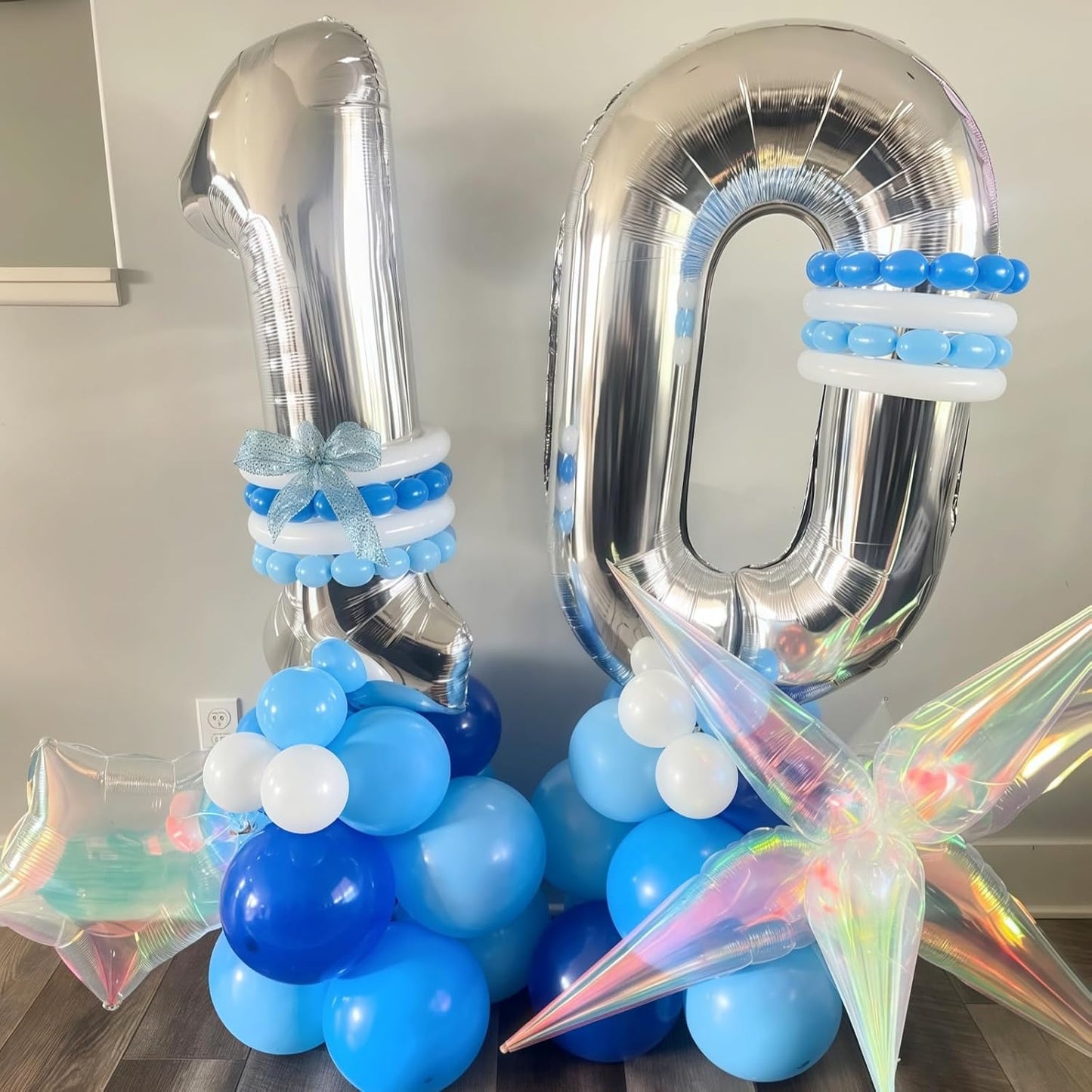 26 Balloons Number, Giant Silver Number 2 & 6 Helium Foil Balloon for Women 26th Birthday Decor, 40 Inch Self Inflating Mylar Number 26 Balloons for Man 62 Anniversary Party Decorations Supplies