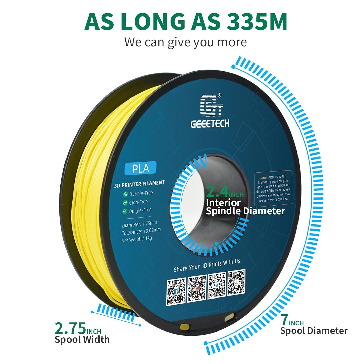 Geeetech Yellow PLA Filament 1.75mm, 3D Printer Filament Dimensional Accuracy +/- 0.02 mm, Upgrade Tidy Winding Tangle-Free, 1kg Spool(2.2lbs) Fit Most FDM 3D Printers