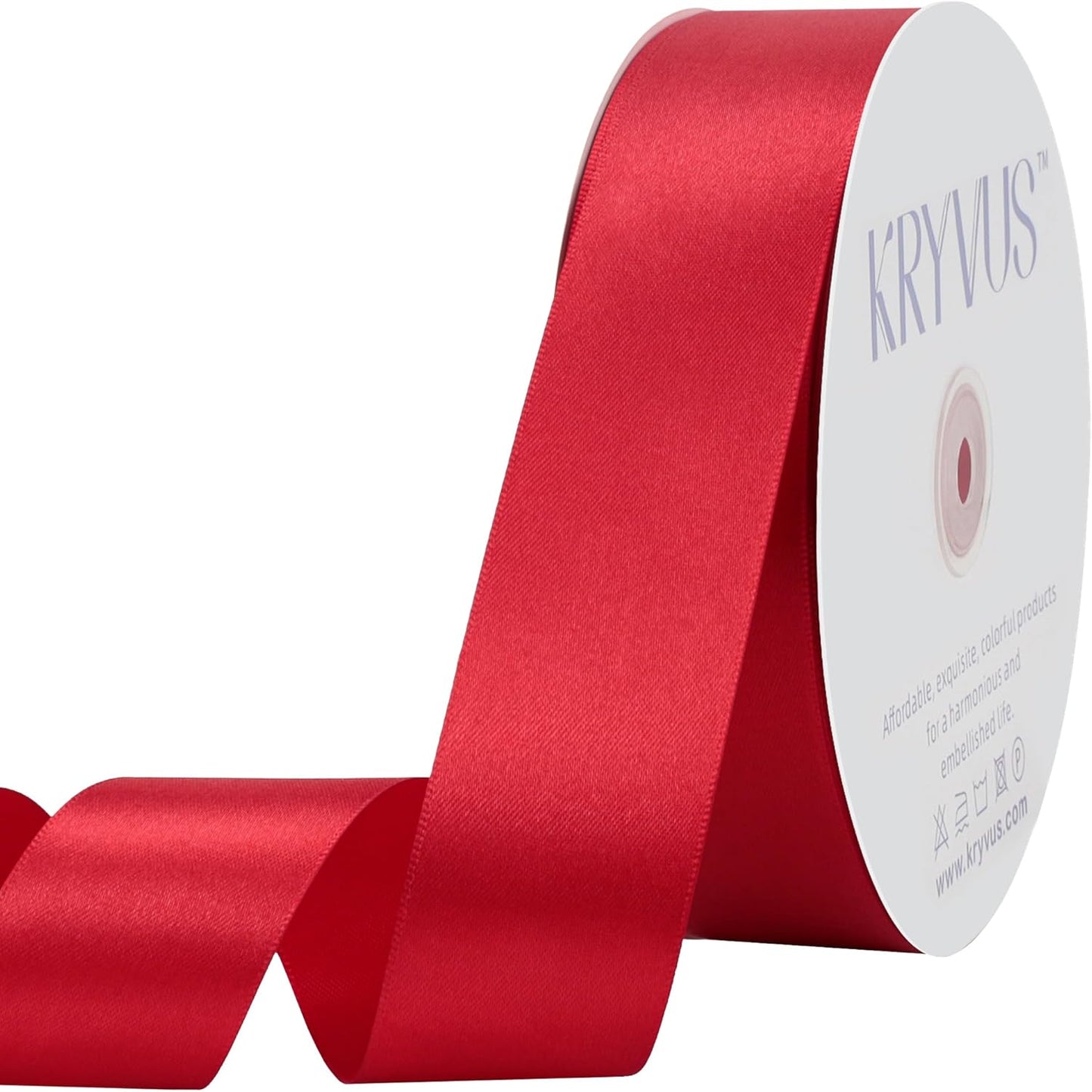 Red Satin Ribbon 1-1/2 inch X Continuous 100 Yards, Single Face Polyester Ribbon Perfect for Gift Wrapping, Flower Bouquet, Wedding Decor, Crafts, Bow Making, Sewing and More