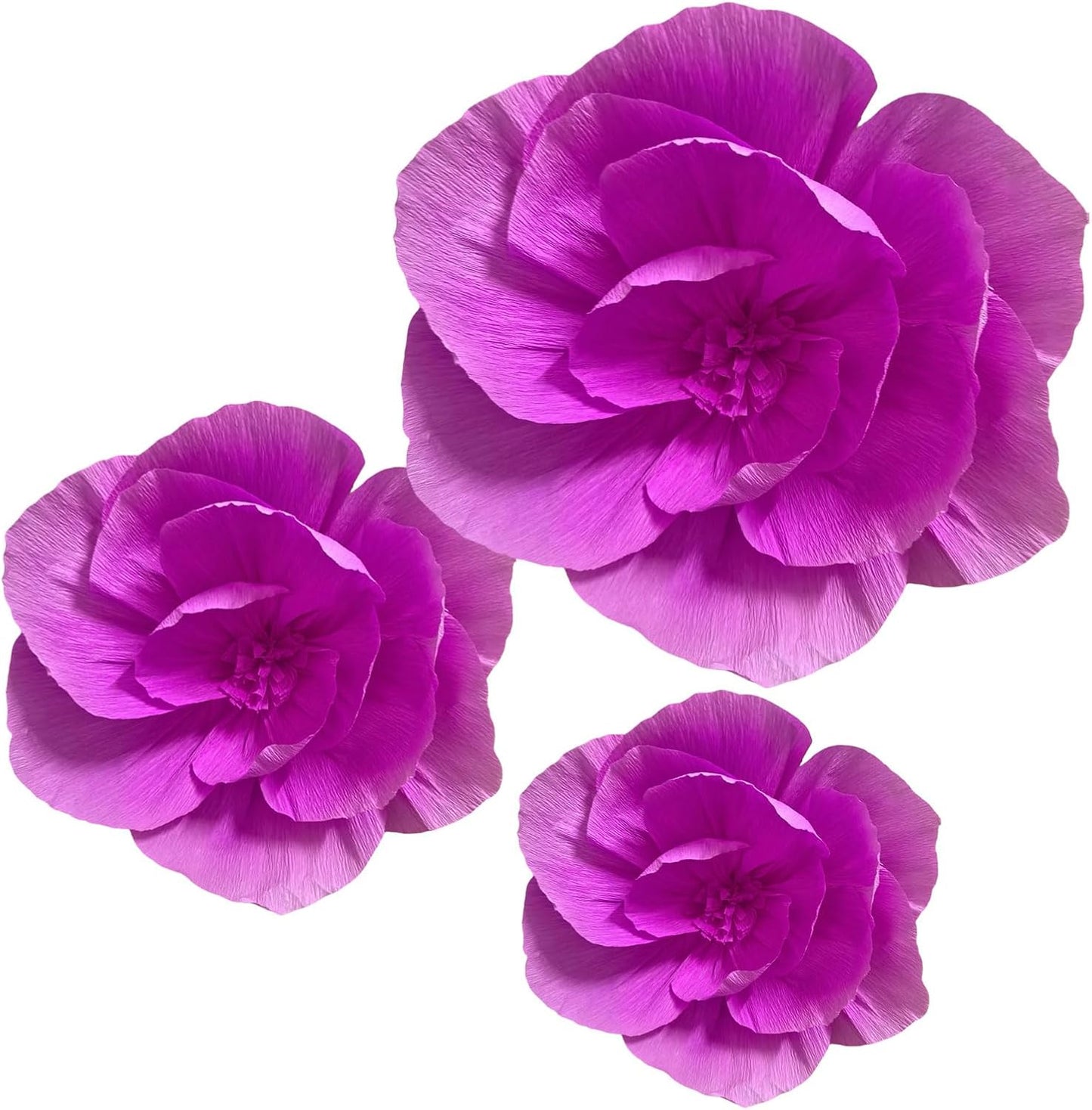 BRT Bearingshui Crepe Paper Flowers Decoration for Wall Total 9 Pcs, Artificial Flowers Backdrop for Wedding Decor Baby Bridal Shower Birthday Party, Rose Red 3D Wall Flowers Decor