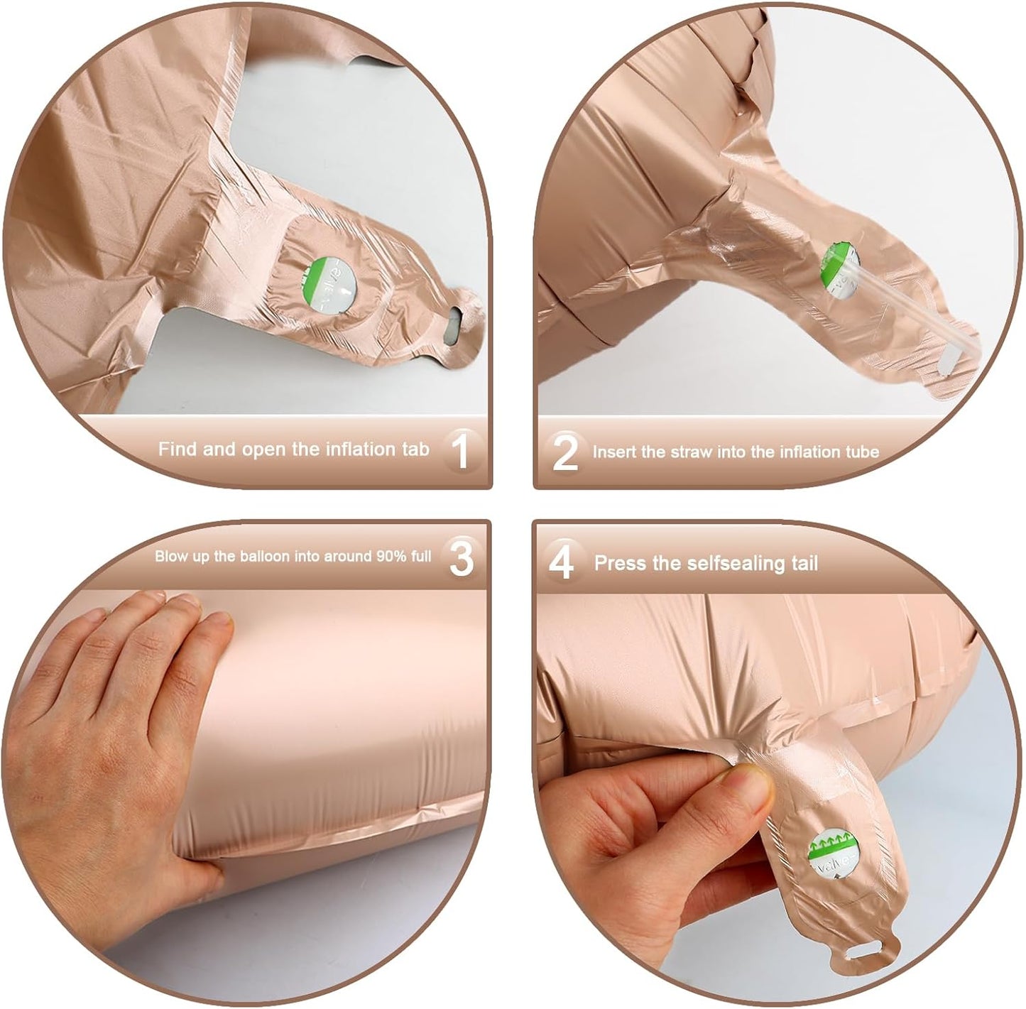 40 Inch Light Brown Large Number 4 Balloons, Giant Foil Number Four 14 24 34 40 44 Balloons, Light Brown Mylar Big Balloon for Anniversary Graduation Decorations