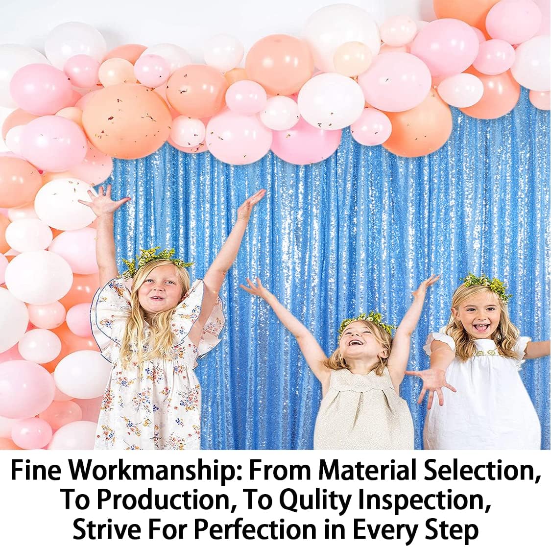 ShinyBeauty Sequin Curtains 2 Panels Baby Blue 4x10ft Shimmer Sequin Backdrop Curtain Sparkly Photography Background Drapes for Parties Wedding Bridal Showers Baby Blue Sequin Backdrop Curtain