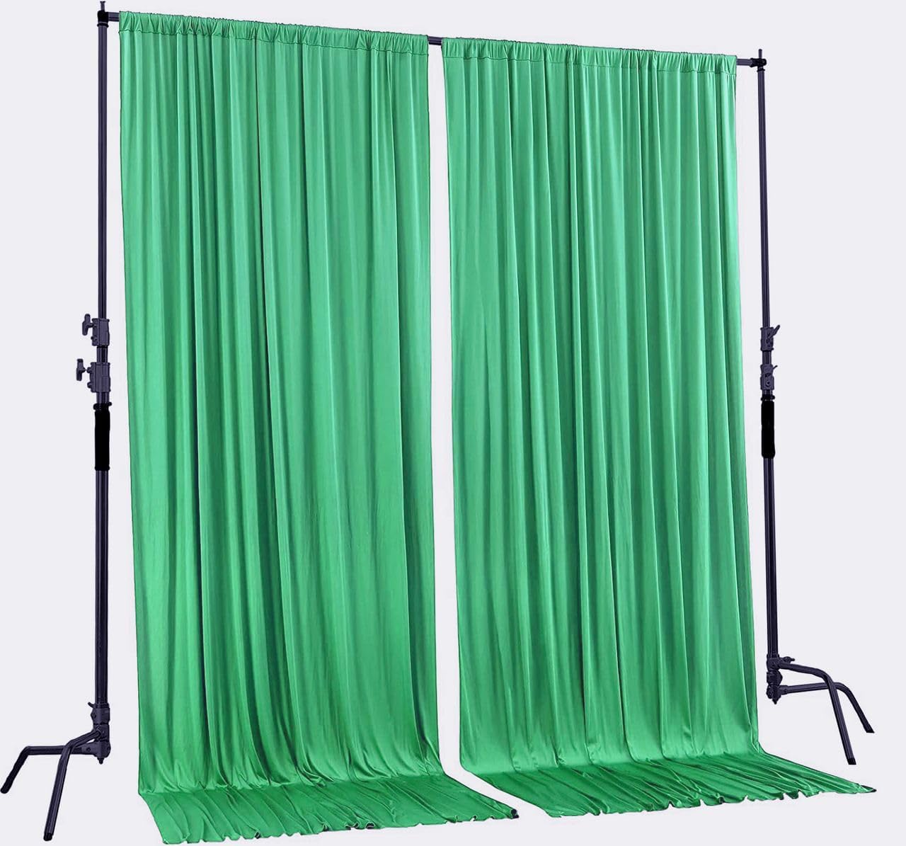 AK TRADING CO. 10 feet x 10 feet Polyester Backdrop Drapes Curtains Panels with Rod Pockets - Wedding Ceremony Party Home Window Decorations - Kelly Green