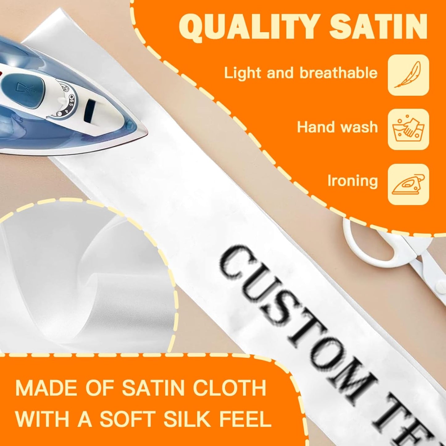 Custom Sash,Personalized Birthday Sash with Text Photo,Customized Bachelorette Sash Quote Sash Bride to Be Sash Color Optional (No decorative edge, White)