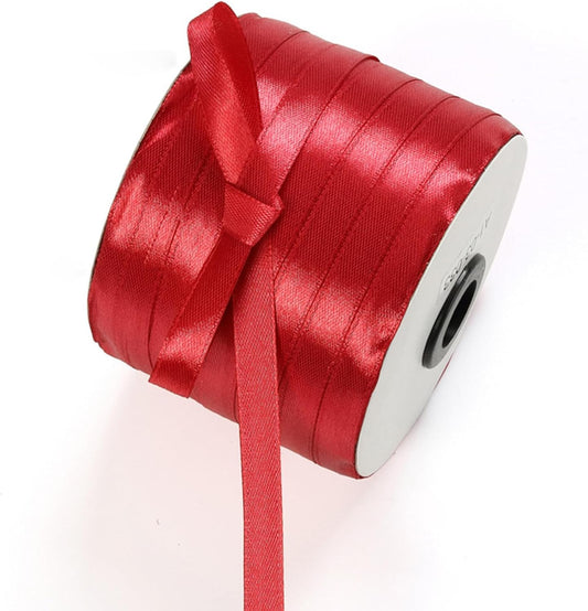 3/8 Inch Burgundy Satin Ribbon 230 Yards Bulk Fabric Ribbons for Gift Wrapping, Scrapbooking, Crafts and DIY Projects, Wedding, Event Decor