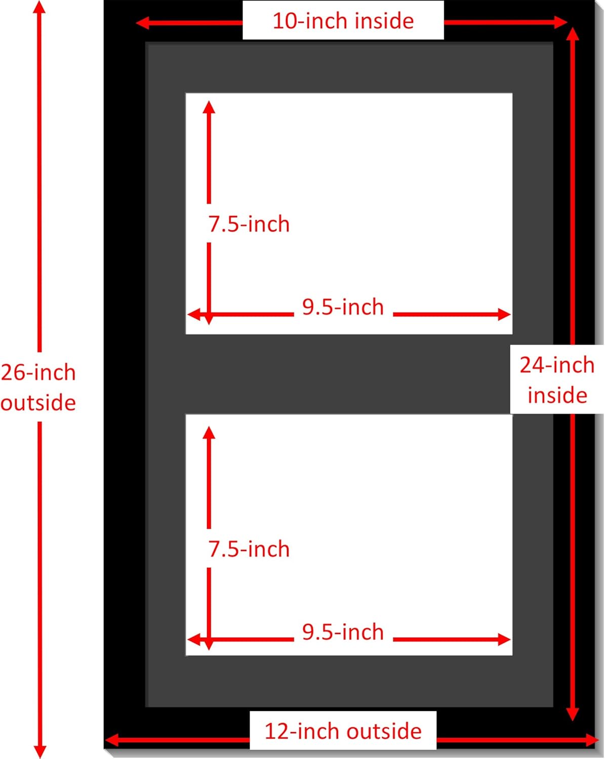 Creative Picture Frames 14X20Bk-B Black Vertical Double Diploma Frame With 2 Opening Black Matting | Holds 2-8X10-Inch Documents With Installed Wall Hanger