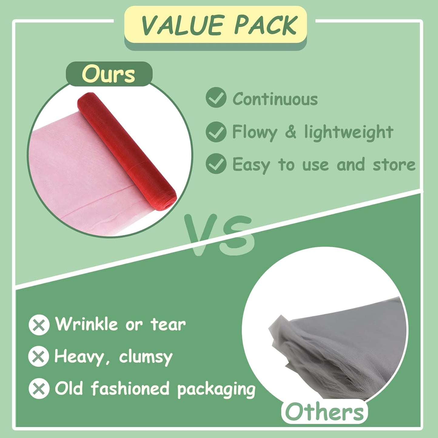 Red Tulle Fabric Roll, 54 Inch by 10 Yards (30 ft) for Wedding Party Decoration Spool Bolt, Ceiling Decor, Tutu Skirt, Gift Wrapping, Soft & Drape (Red)