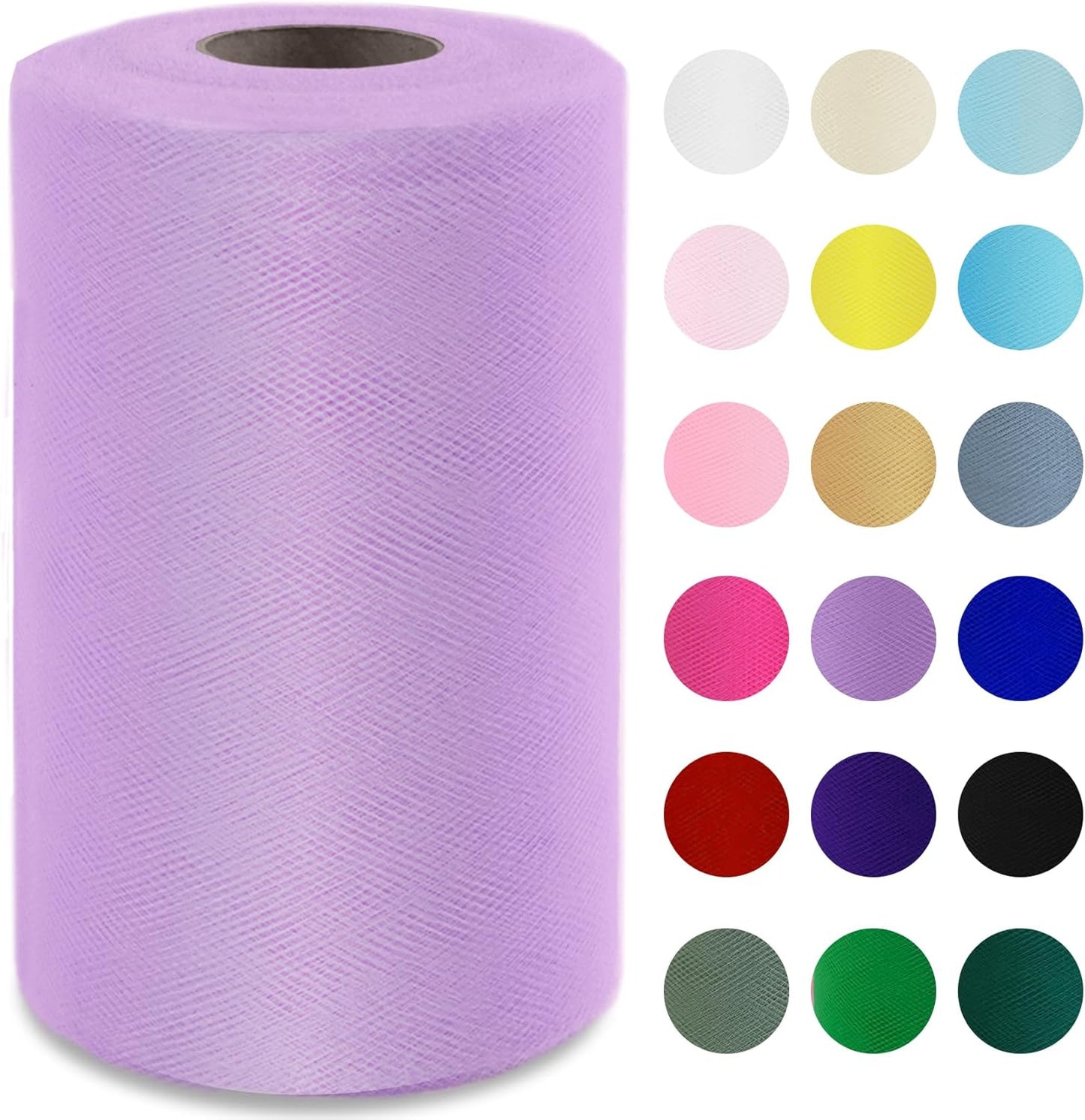 Lavender Tulle Fabric Roll 6" by 100 Yards (300 ft) Soft Tulle Spool for DIY Crafting Favor Supplies, Tutus, Wedding, Party Decorations, Gift Wrapping