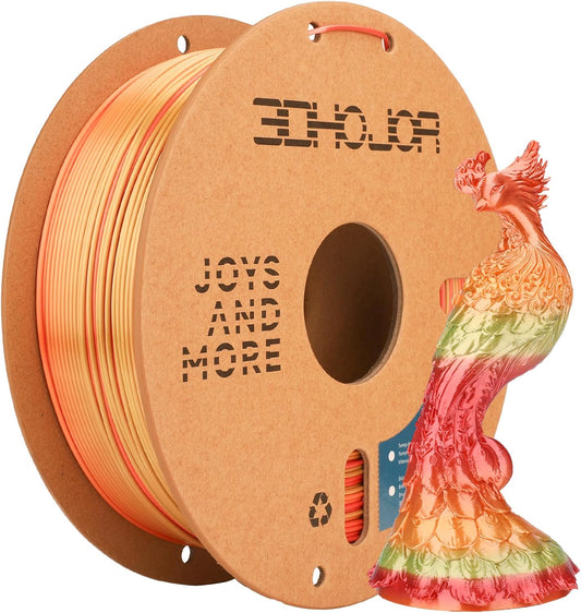 Silk PLA 3D Printer Filament 1.75mm Silk Shiny Fast Gradient Color Change Rainbow Multicolor PLA Filament 1kg (2.2lbs) /Spool for FDM 3D Printers-Blood Orange