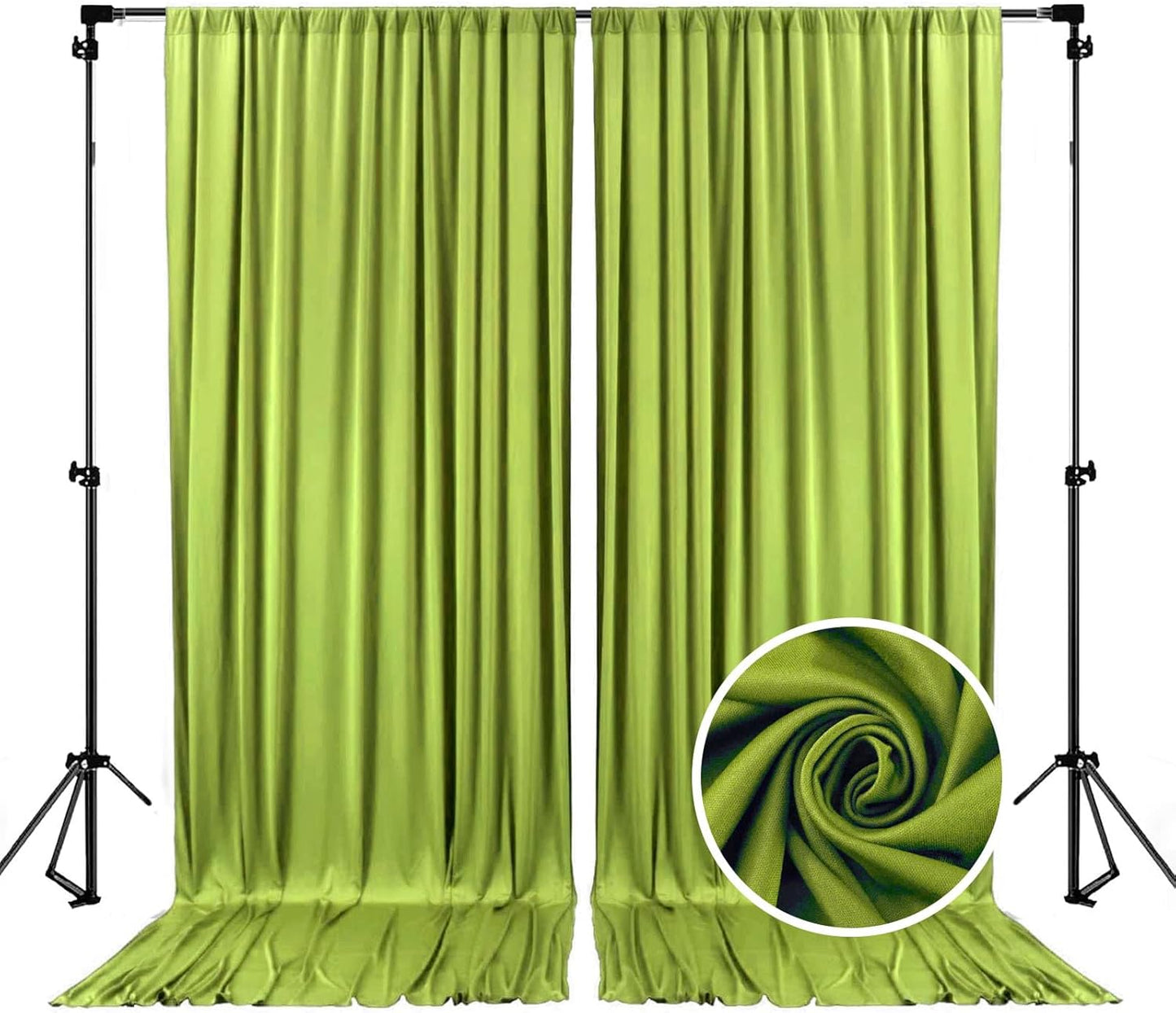10 x 7 Feet Olive-Green Backdrop Curtain for Partie, Background Curtains for Photoshoot, Birthday, Wedding, Halloween, Thanksgiving, Christmas, New Year Party Decorations 5Ft x 7Ft, 2 Panels