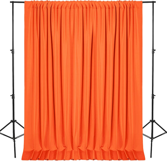 DWCN 10x8 FT Orange Backdrop Curtains for Parties, Photography Backdrop Drapes with Rod Pockets for Wedding Decorations Stage Birthday Family Gatherings, 2 Panels 5ft x 8ft