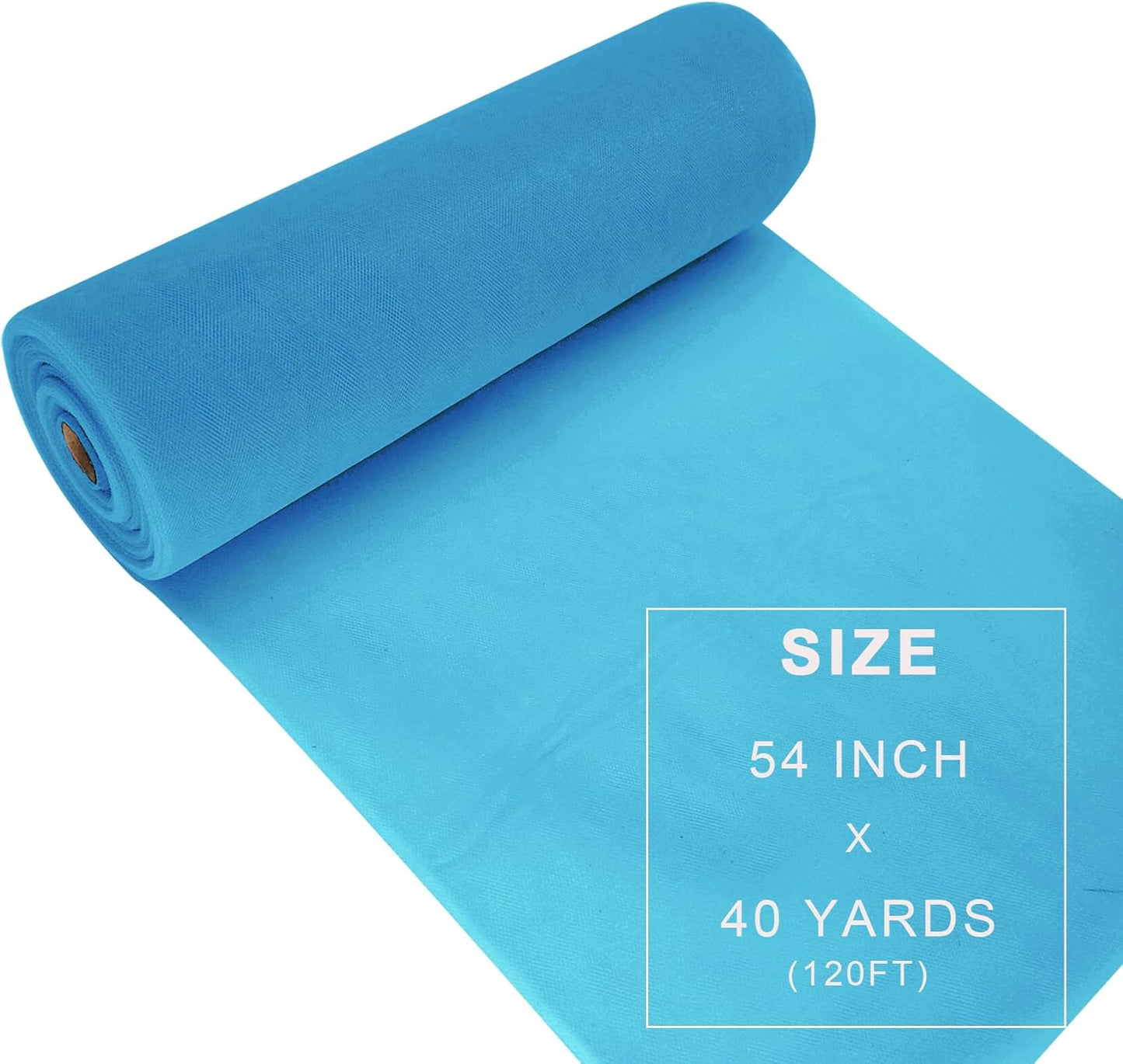 Turquoise Tulle Fabric Roll Spool Bolt (54 Inch by 40 Yards) Large Tulle Wedding Party Decoration, Tutu Skirt, Table Runner, Gift Wrapping, Bridal Shower, Soft & Drape (Turquoise)