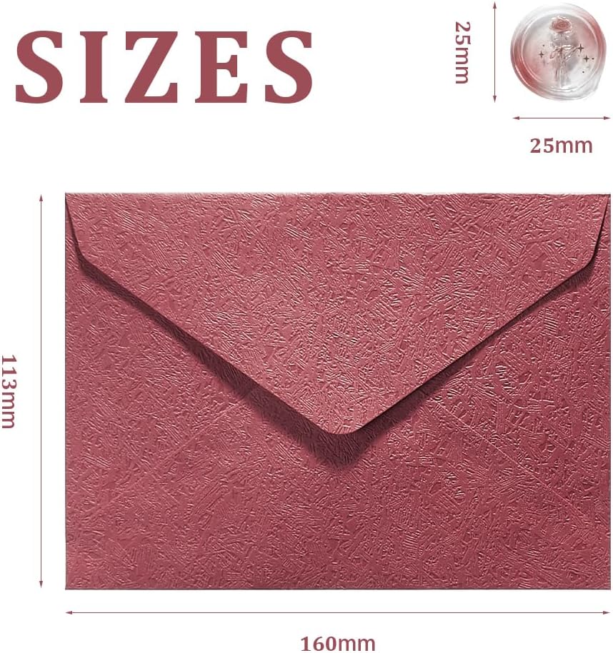 30 Pieces A6 Envelopes with 30 Seal Stickers, 6.32 x 4.45 inch Envelopes for 4 x 6 Wedding Invitation Cards, Greeting Cards, Graduation, Birthday Party Invitations, Red.