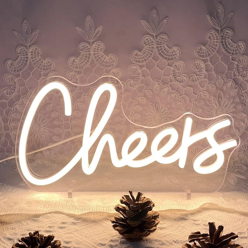Cheers Table Number Neon Sign Desk Lamp Night Light Wedding Letter LED Neon Sign Wedding Table Decorations Neon Light Bedroom Home Room Decor Christmas Party Warm White USB 30×16.3 CM