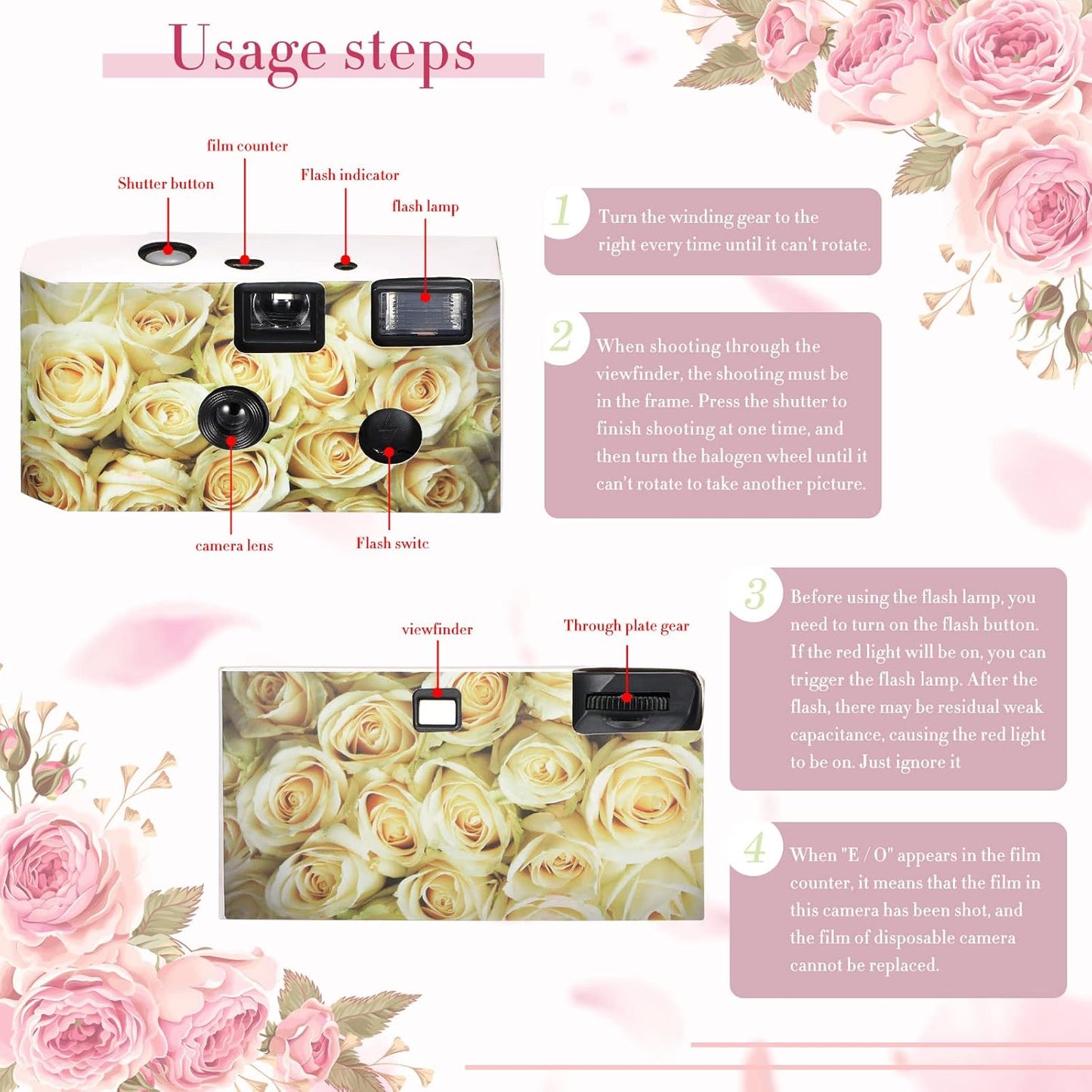 3 Packs Disposable Camera for Wedding 34mm One Time Use Camera Single Use Film Camera with Flash for Wedding, Anniversary, Travel, Camp, Party Supply