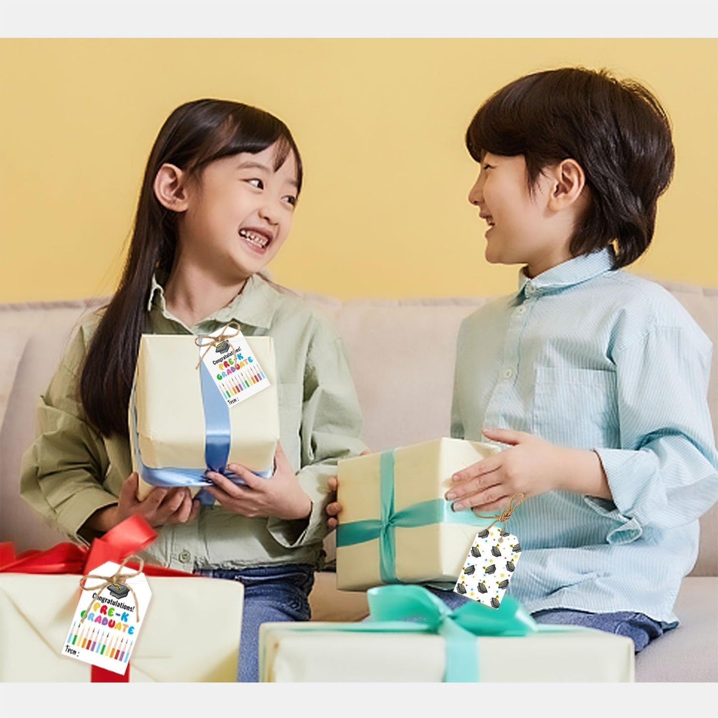 50 Pcs Pre-K Graduation Gift Tags, Congrats Grad Party Favors Gift Tags for High School or Happy College Graduation Party Decoration Supplies (pre k, 2.2 * 3.5)