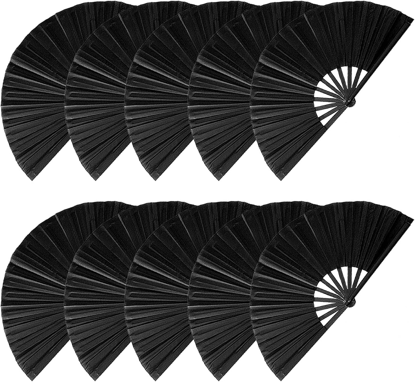 10 Pcs Loud Clap Fans for Line Dancing Bulk, Boots on The Ground Dance Fans Bulk, Chinese Kung Fu Tai Chi Large Hand Fans for Women Foldable for Festival Dance Party Popping Clacking (Black)