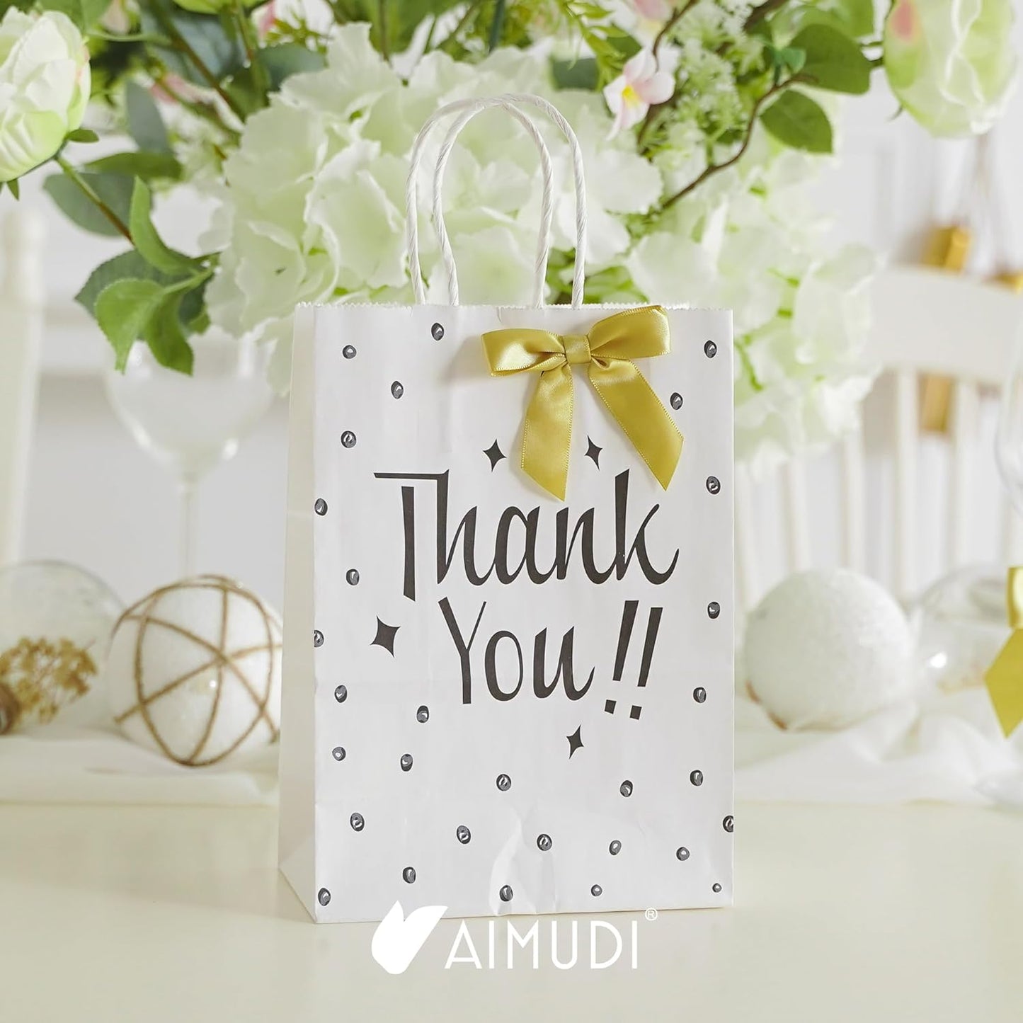 AIMUDI Small Gold Bows for Christmas Tree 2.5" Pretied Gold Bows for Gift Wrapping Premade Satin Ribbon Twist Tie Bows for Crafts Mini Bows for Treat Bags Cake Pop Bows Baby Shower Decor - 50 Counts