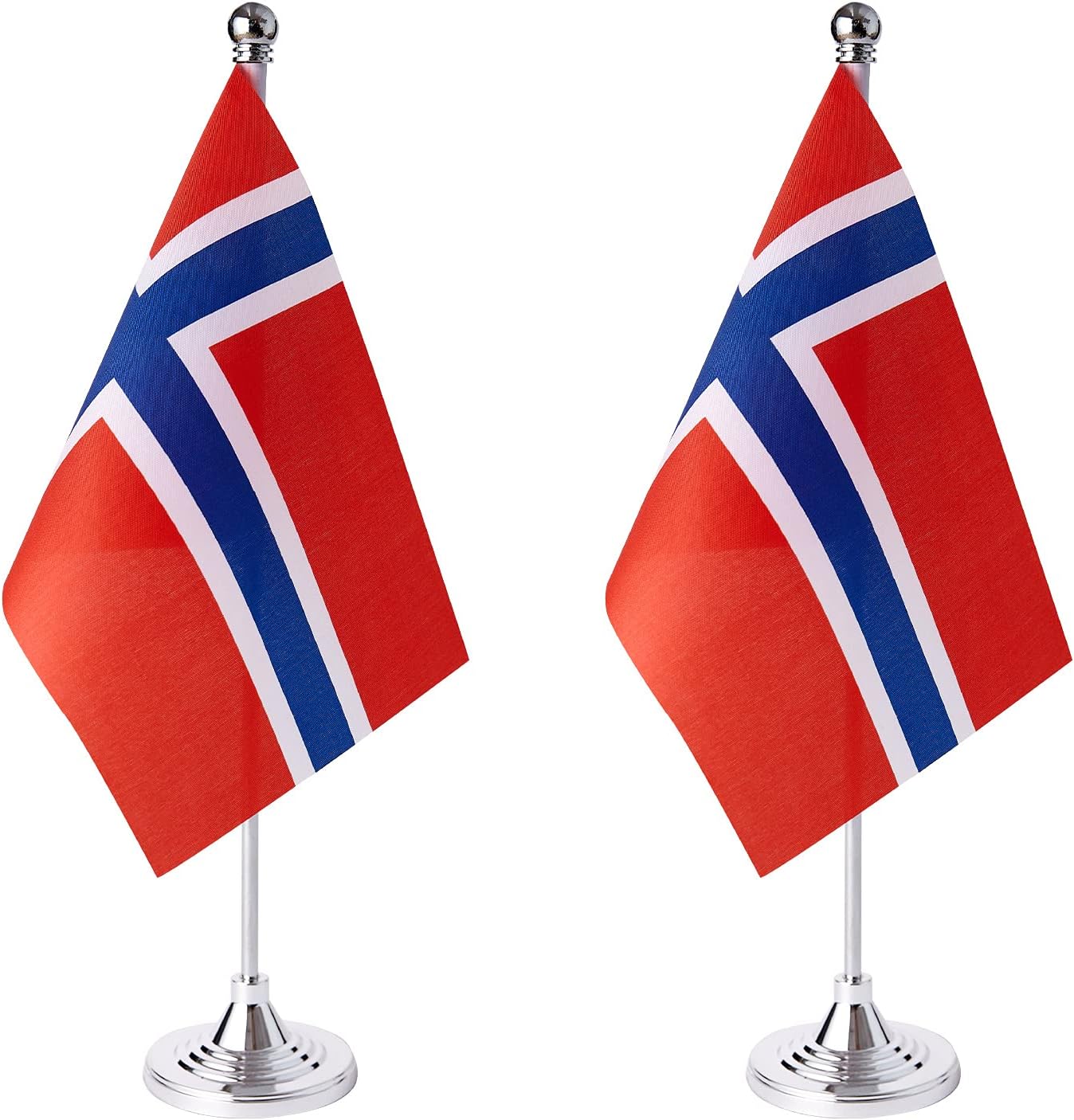 ZXvZYT 2 Pack Norway flag Norwegian Table Flag Small Mini Norwegian Desk Flags With Stand Base,International Festival Events Celebration Decorate,Home office Decorations