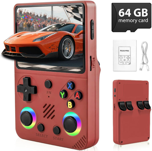 RG36 PRO Retro Handheld Game Console - Support 30000+ Classic Games,3.5-Inch Screen,3000mAh Battery,Linux OS, Portable Game Console for Travel - Birthday Gift for Teens,Boy Friends(Red)
