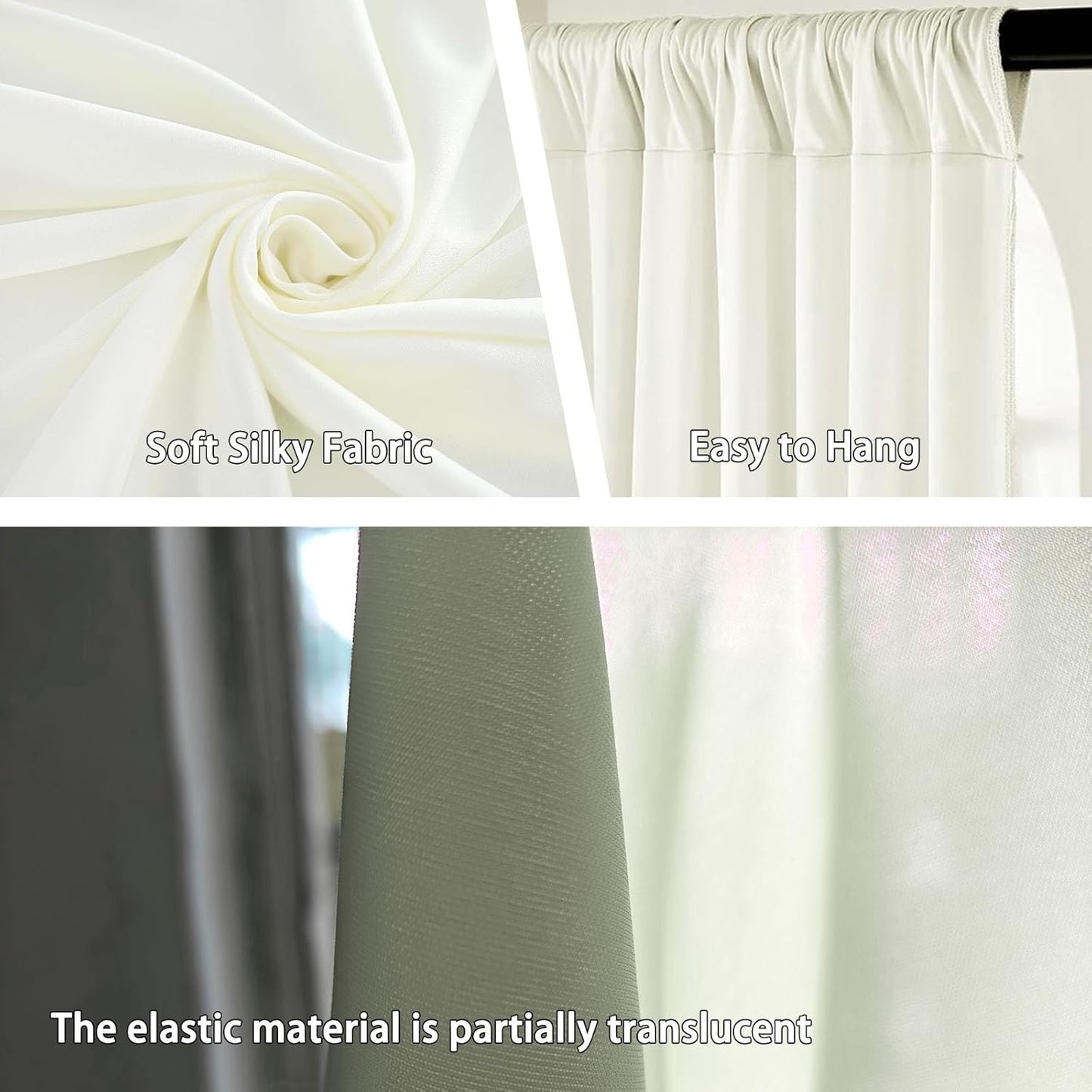 10 x 7 Feet Ivory White Backdrop Curtain for Partie, Background Curtains for Photoshoot, Birthday, Wedding, Halloween, Thanksgiving, Christmas Day, New Year Party Decorations 5Ft x 7Ft, 2 Panels