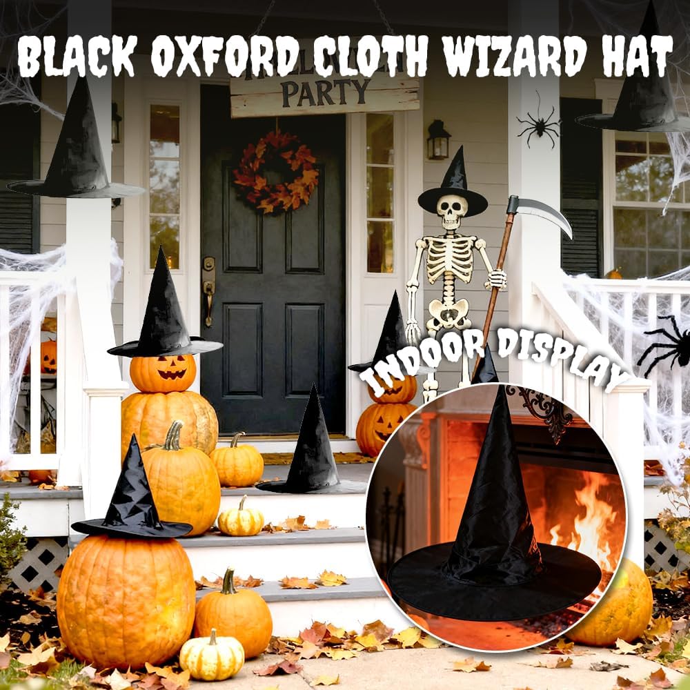 12 PCS Halloween Party Favor Costume Accessory Hanging Witch Hat, Black Witch Hats Hanging Decor Halloween Decorations