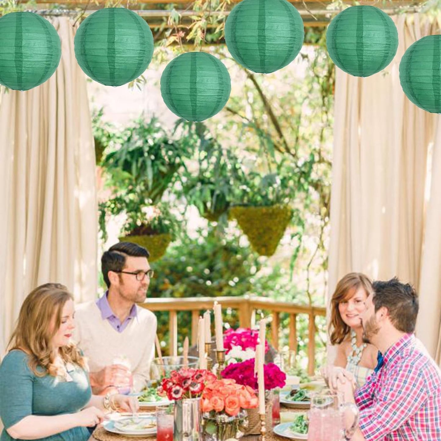 BEISHIDA 12-Inch Green Round Paper Lanterns Hanging Decorative Chinese Paper Lanterns Lamp for Birthday Wedding Party Irish Party Saint Patricks Day Decoration and Baby Bridal Shower（6 Packs）