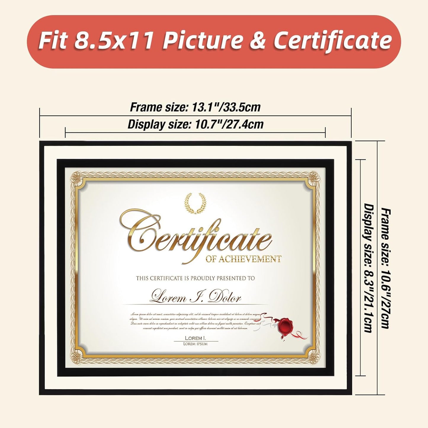 Rempry 8.5x11 Picture Frame Set of 12, Black Glass Photo Frames 8.5 by 11 for Certificate Diploma Document, Vertical or Horizontal Tabletop Display