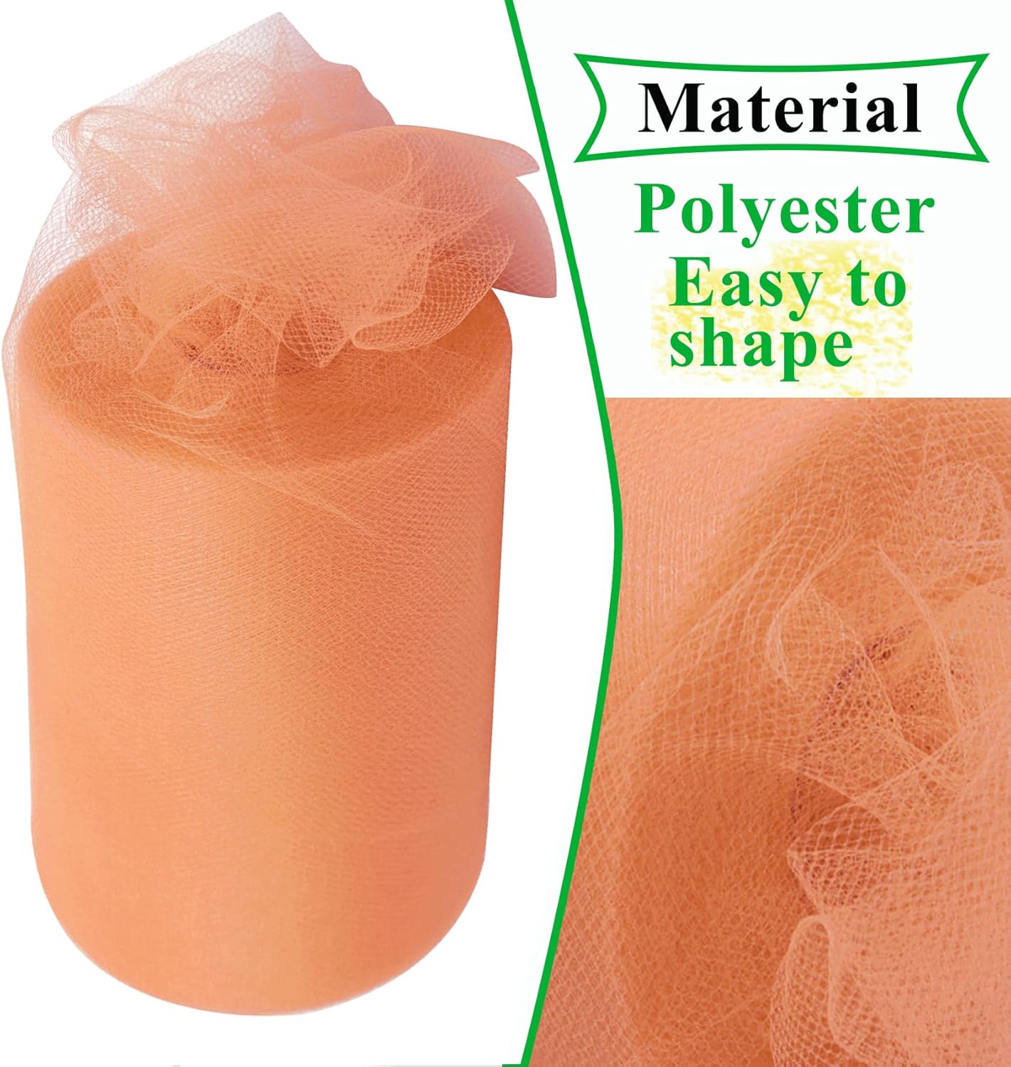 Peach Tulle Fabric Rolls 6 Inch by 100 Yards (300 feet) Fabric Spool Tulle Ribbon for DIY Tutu Bow Baby Shower Birthday Party Wedding Decorations Christmas Craft Supplies