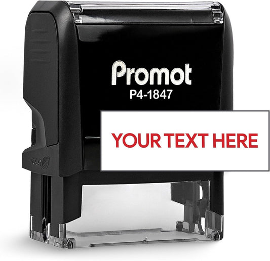 Promot Self Inking 1 Line Custom Stamp - Personalized Name Stamp for Office, Teacher, Address & Business Label Stamp - Choose Font, Ink Color, Pad, Self Inking for Personal & Professional Use - Medium