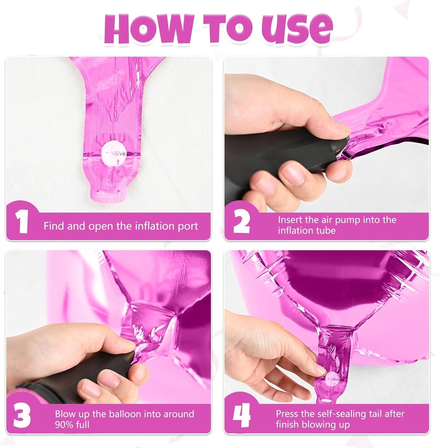 6 Pcs Hot Pink and Pink Balloons, 22 Inch Big Round Foil Balloon for Graduations Birthday Party Baby Shower Wedding Decorations