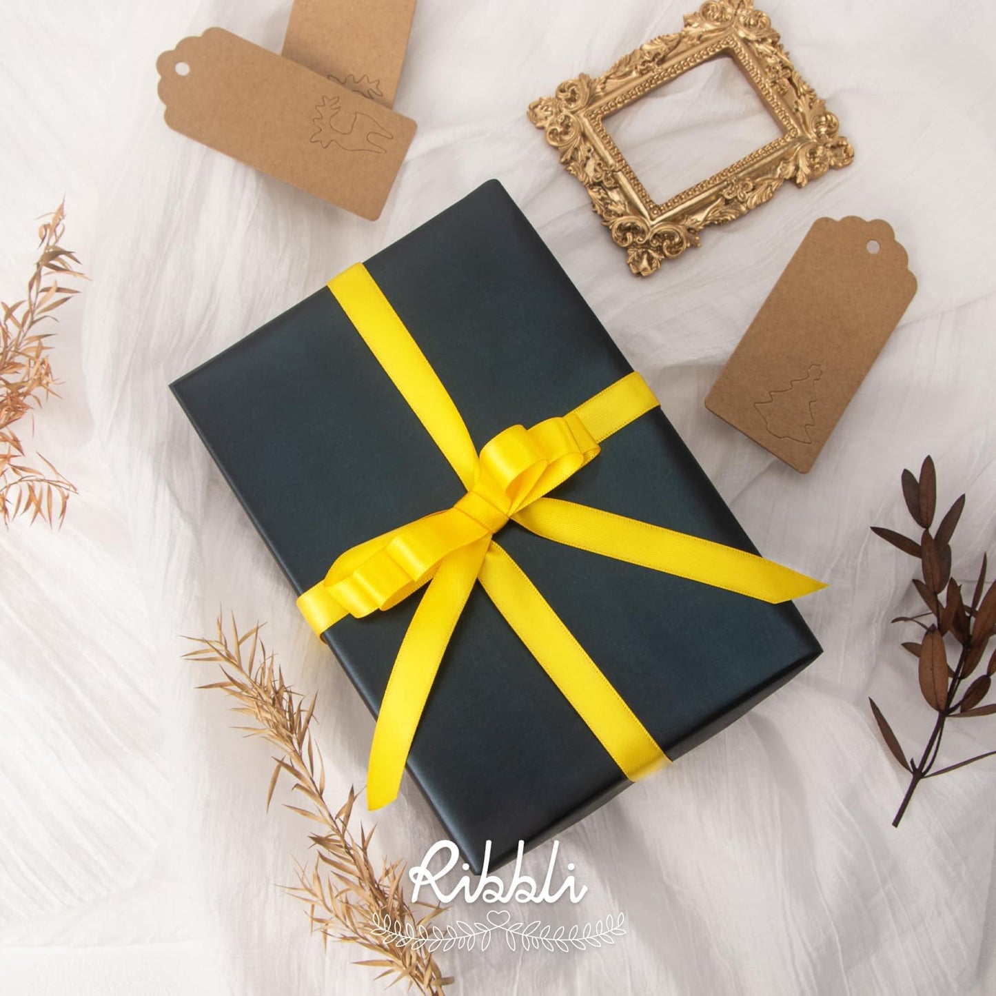 Ribbli Maize Yellow Satin Ribbon Double Faced Satin 1/2 Inch x Continuous 100 Yards-Yellow Ribbon for Gift Wrapping Crafts Wedding Decoration Bows Bouquet Floral Arrangement