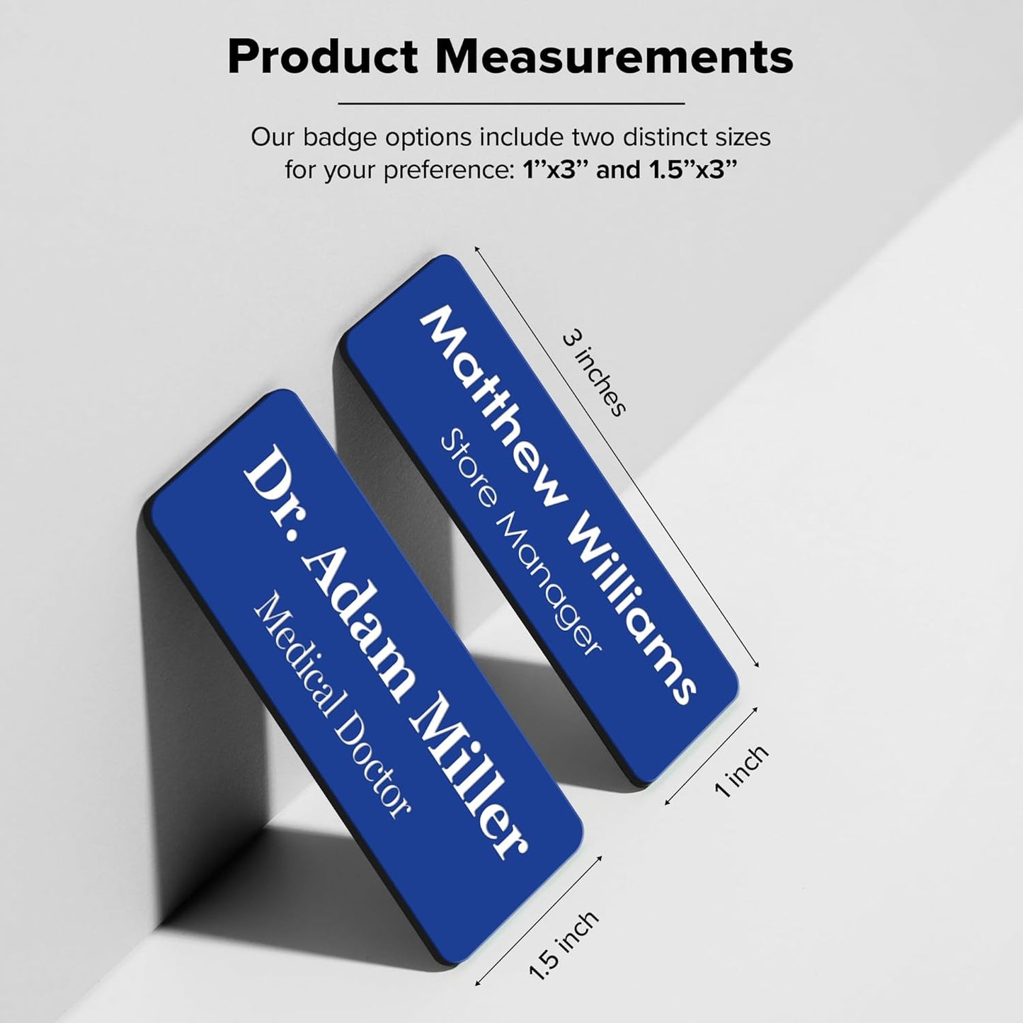 Name Tag, Magnetic Blue and White Name Tags, Personalized Name Tags, 1.5x3 Inches, Durable Engravable Impact Material, Made in The USA by My Sign Center