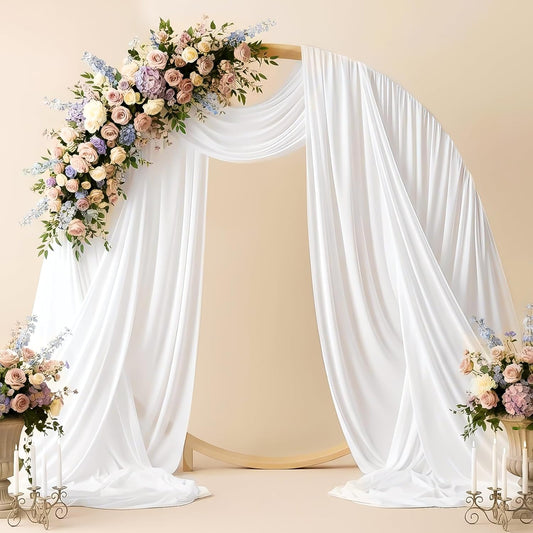 Wedding Arch Draping Fabric 29" x 19Ft Sheer Drapes for Backdrop Wedding Ceremony Reception Ceiling Decor Curtain Baby Bridal Shower Decoration (White, 3 Panels)