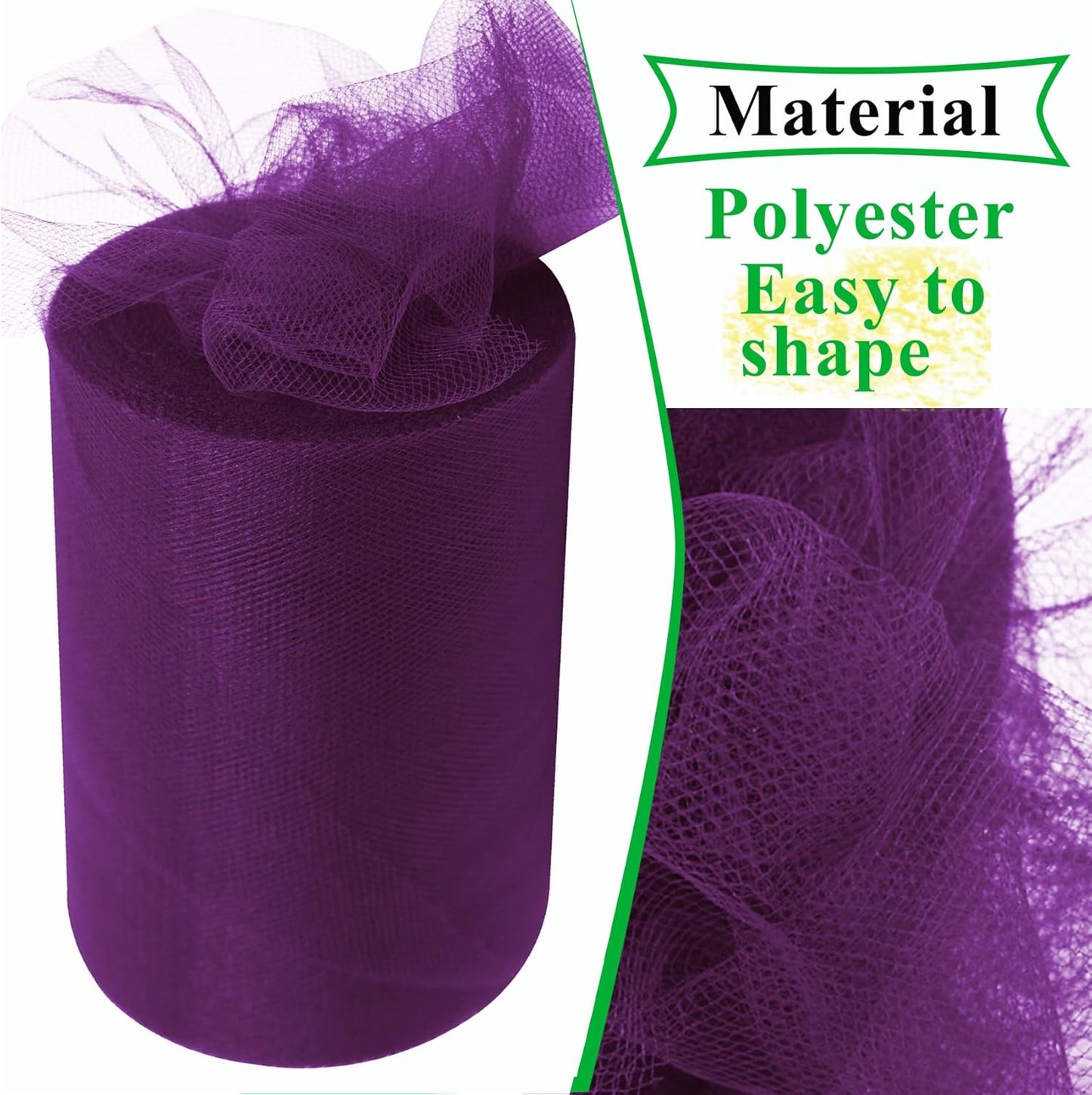 Plum Tulle Fabric Rolls 6 Inch by 100 Yards (300 feet) Fabric Spool Tulle Ribbon for DIY Halloween Tutu Bow Baby Shower Birthday Party Wedding Decorations Christmas Craft Supplies