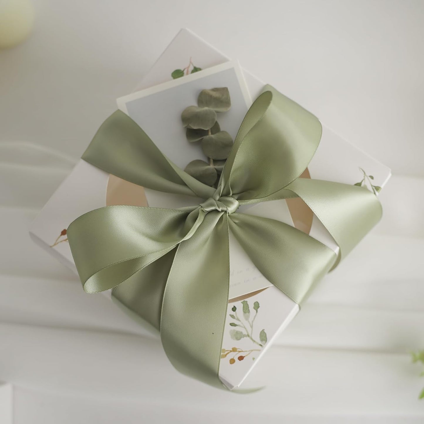 HUIHUANG Dusty Sage Ribbon 1-1/2 inch Double-Faced Satin Ribbon Sage Green Ribbon for Gift Wrapping, Flower Bouquet Wrap, Invitations, Holiday Decor, Bows Making, Crafts-50 Yards