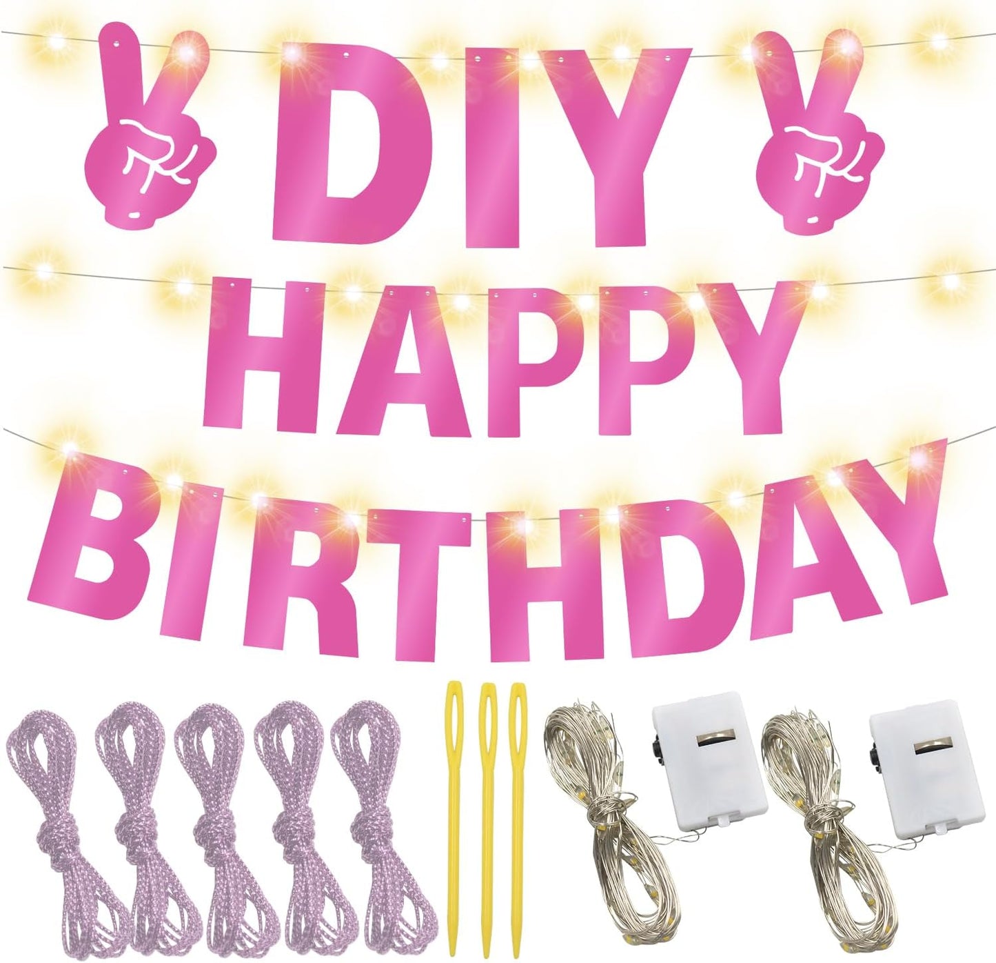 167Pcs DIY Glitter Customizable Banner Kit Happy Birthday Letter Banners Valentine's Day Garlands Personalized Love Heart Banner Decor Baby Shower Birthday Party Decorations Supplies(Shiny Light Pink)