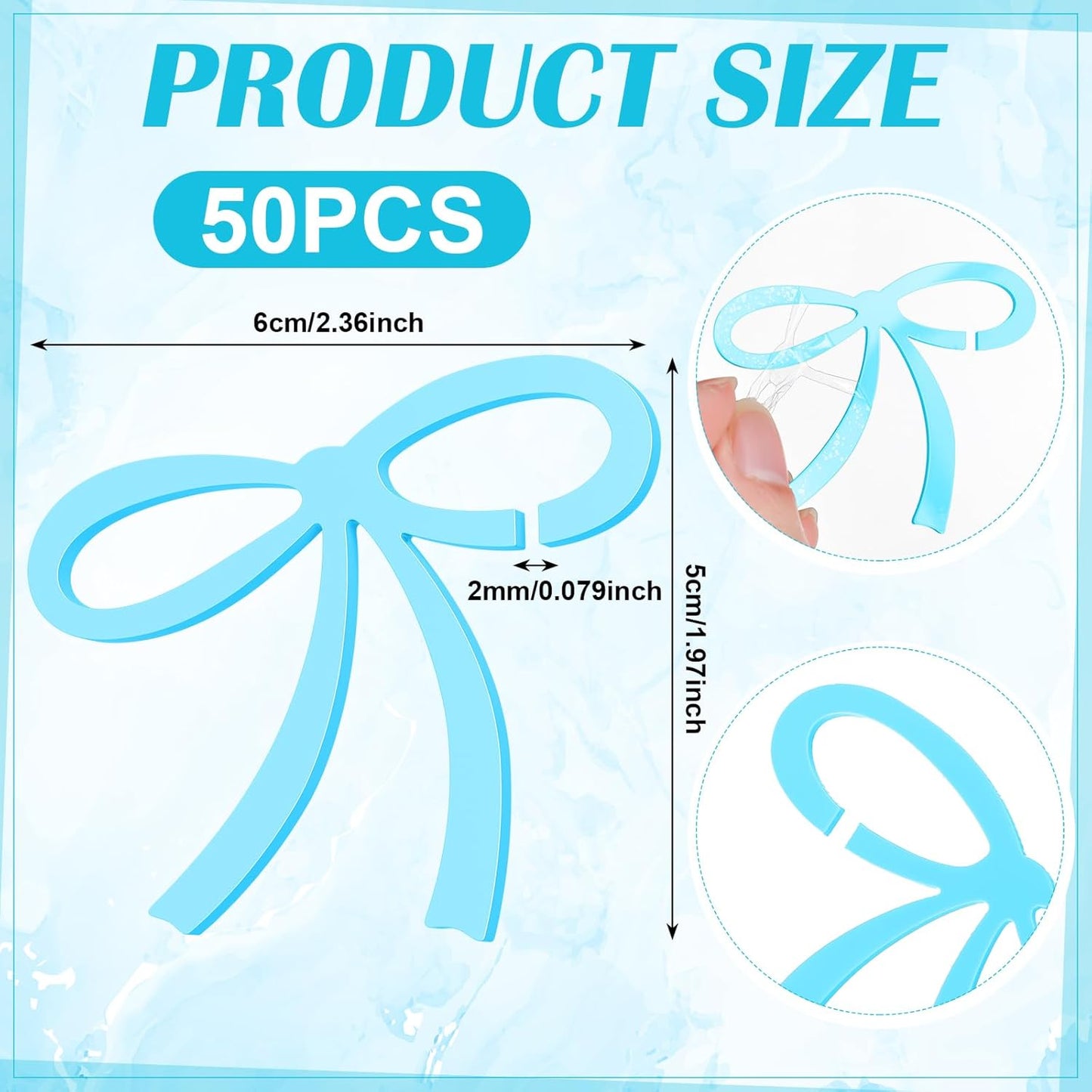 50 Pcs Bows Drink Tags Coquette Bow Wine Glass Charms Acrylic Bowknot Drink Tag for Bachelorette Birthday Wedding Coquette Tasting Party Decor Accessory(Blue)