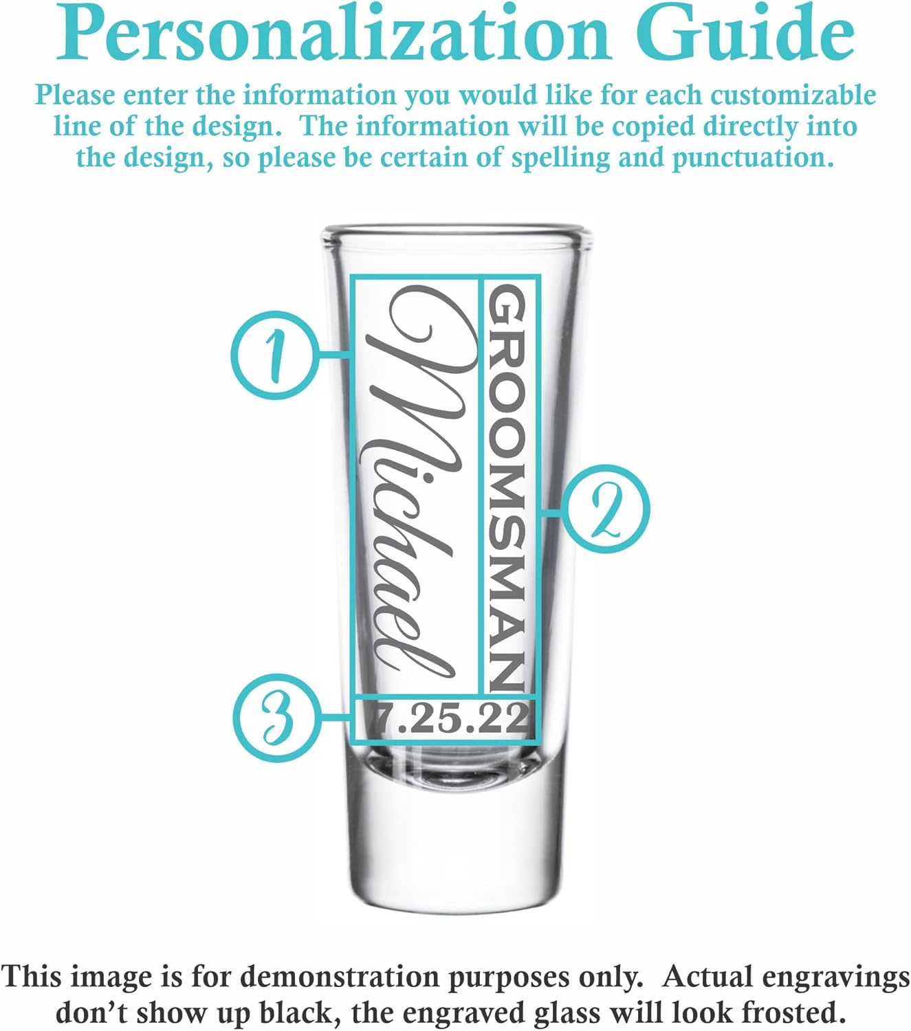 Custom Engraved 2 oz Shot Glass – Personalized Etching – Groomsman & Bridesmaid Gift – Wedding Favor Set of 2