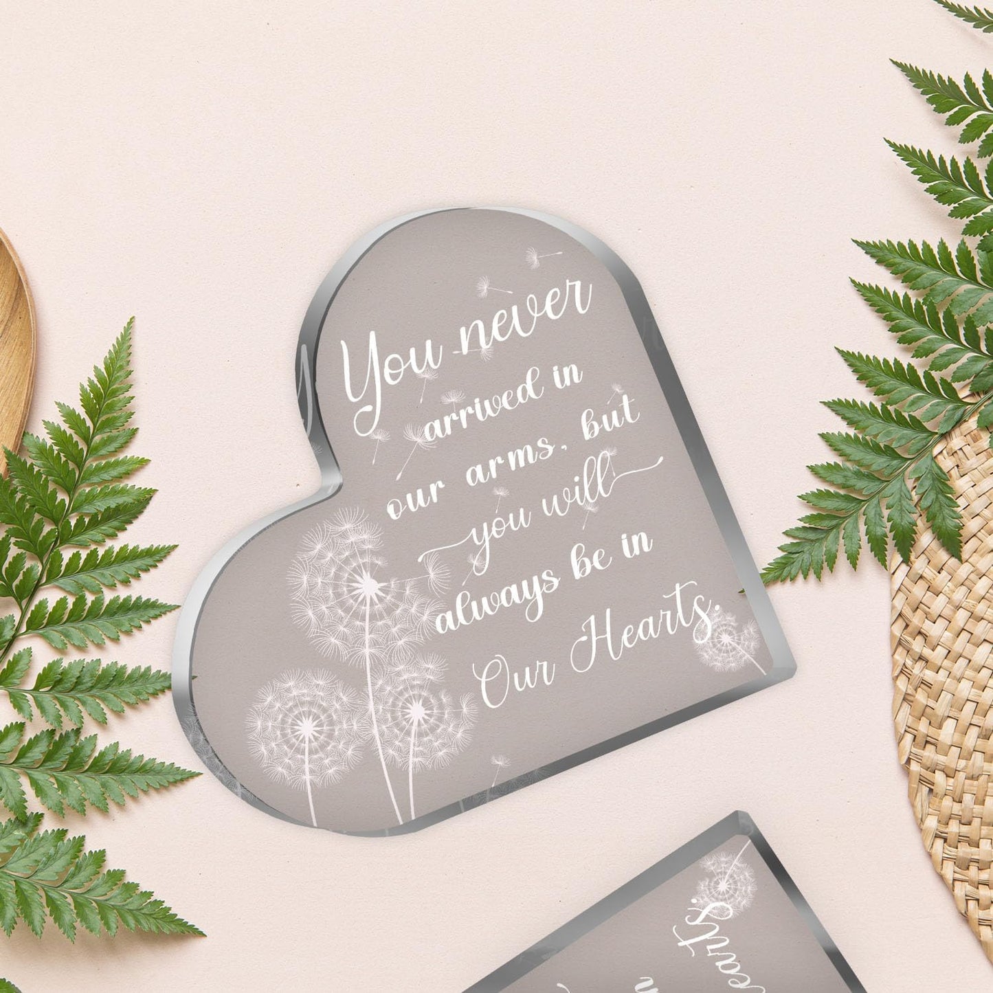 Loss of Baby Memorial Acrylic Heart Paperweight Keepsake Infant Loss Gifts for Mom Miscarriage Gifts for Parents Sympathy Gift for Loss of Baby 3.9 x 3.9 Inches Present