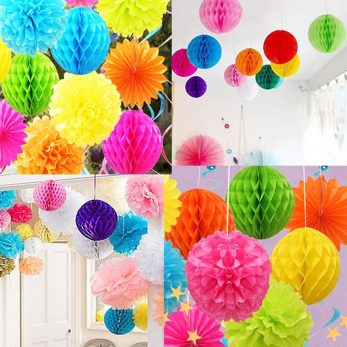 15pcs Honeycomb Balls Decorations 4'' 6'' 8'' Party Honeycomb Ball Flower Tissue Pom Poms Flower Balls Hanging Flower Balls for Party Baby Shower Birthday Wedding Nursery Decor(4'' 6'' 8'' Orange)
