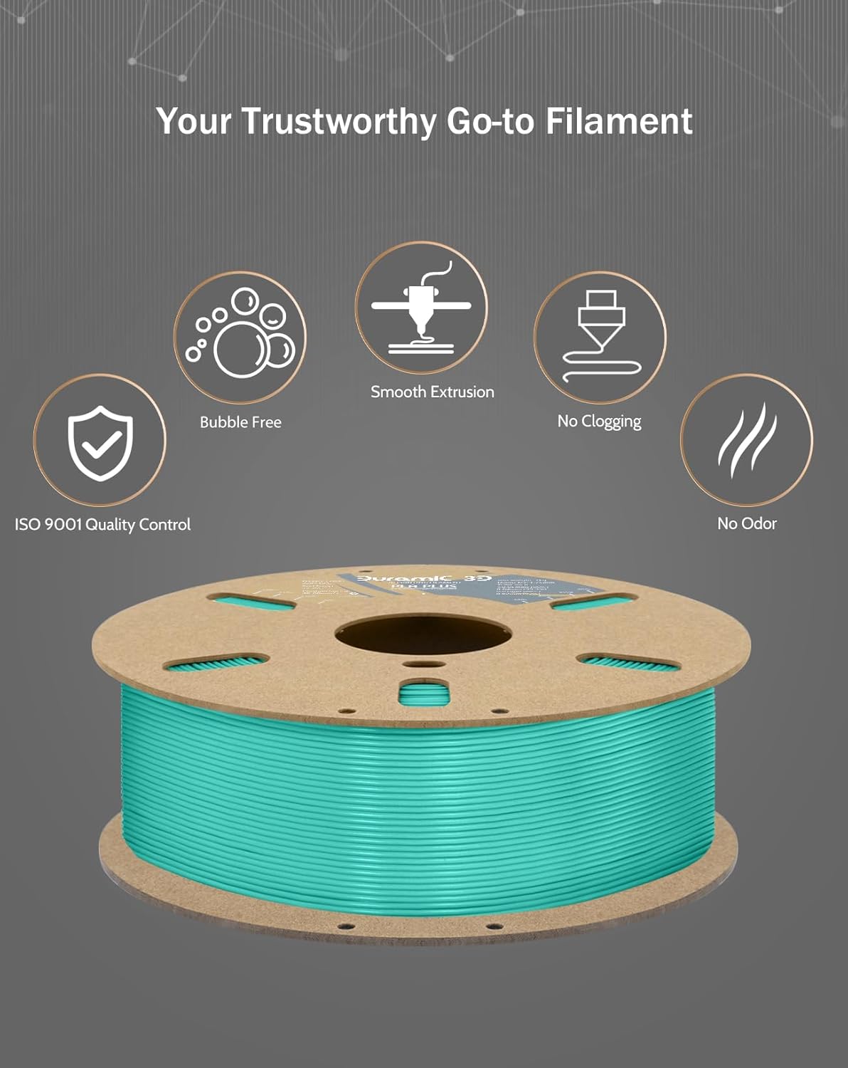 DURAMIC 3D PLA+ Filament 1.75mm 1Kg Cyanblue, PLA Plus Filament 1Kg Spool(2.2lbs) Tougher and Stronger, Dimensional Accuracy Probability +/- 0.02mm