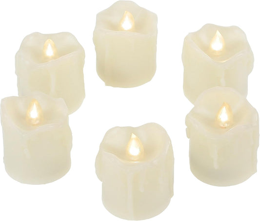 CANDLE CHOICE Battery Operated Flameless Votive Candles with Timer Flickering Fake Electric LED Tea Lights Set Wedding Party Holiday Decorations Table Centerpiece Long Lasting Batteries Included 6 PCS