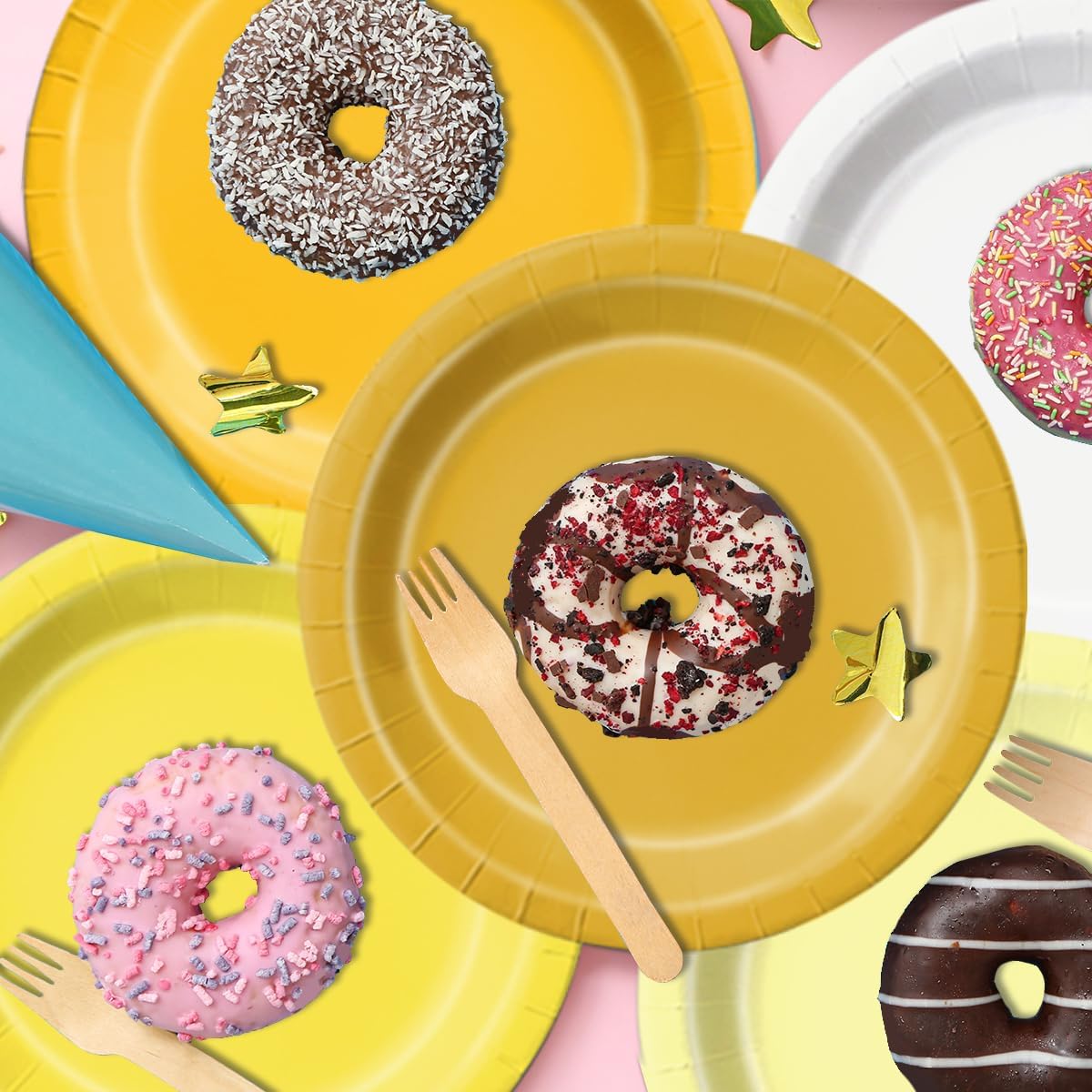 CMUSKO Yellow Birthday Decorations - 60pcs Light Yellow Plates and Napkin Gradient Disposable Tableware for Birthday,Baby Shower,Wedding