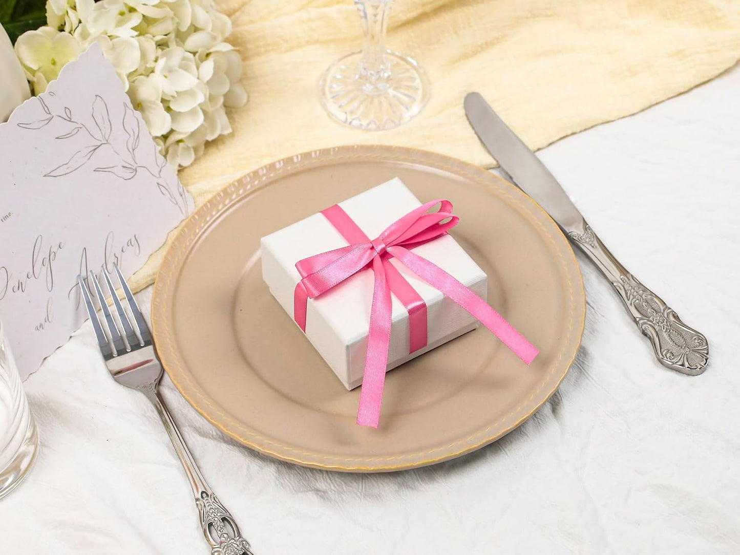 Hot Pink Satin Ribbon 3/8 inch X Continuous 100 Yards, Single Face Polyester Ribbon Perfect for Gift Wrapping, Flower Bouquet, Wedding Decor, Crafts, Bow Making, Sewing and More