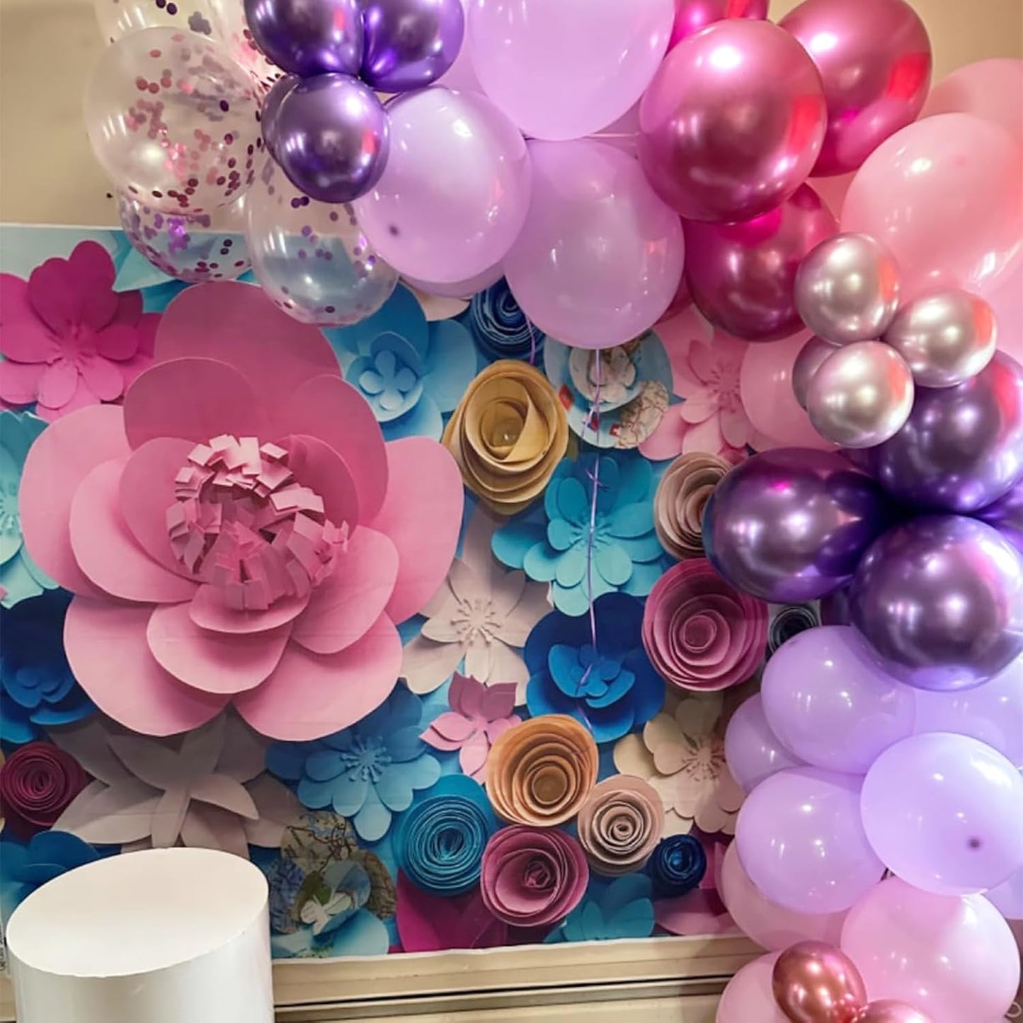 Pink and Purple Balloons, 50PCS 12 Inch Confetti Balloons, Metallic Purple Pink Latex Balloons with Ribbon, Party Balloons for Birthday Shower Wedding Party Decorations