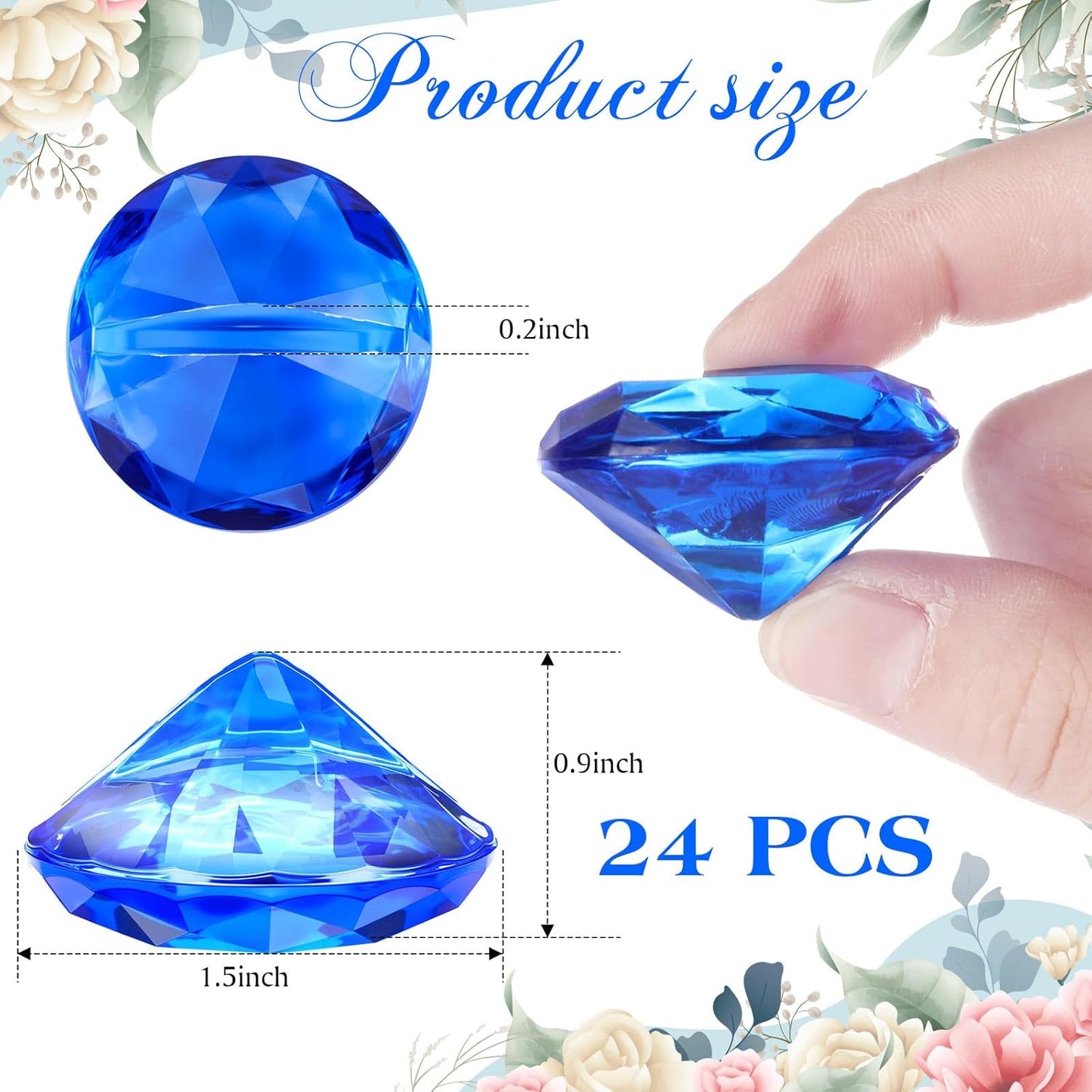 Boao 24 Pack Diamond Place Card Holders Acrylic Table Number Holder Card Stands Crystal Diamond Party Decorations Favor for Weddings Home Table(Dark Blue)